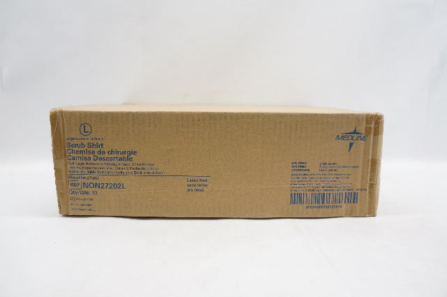 Medline NON27202L Scrub Shirt, Large Blue - Box of 30