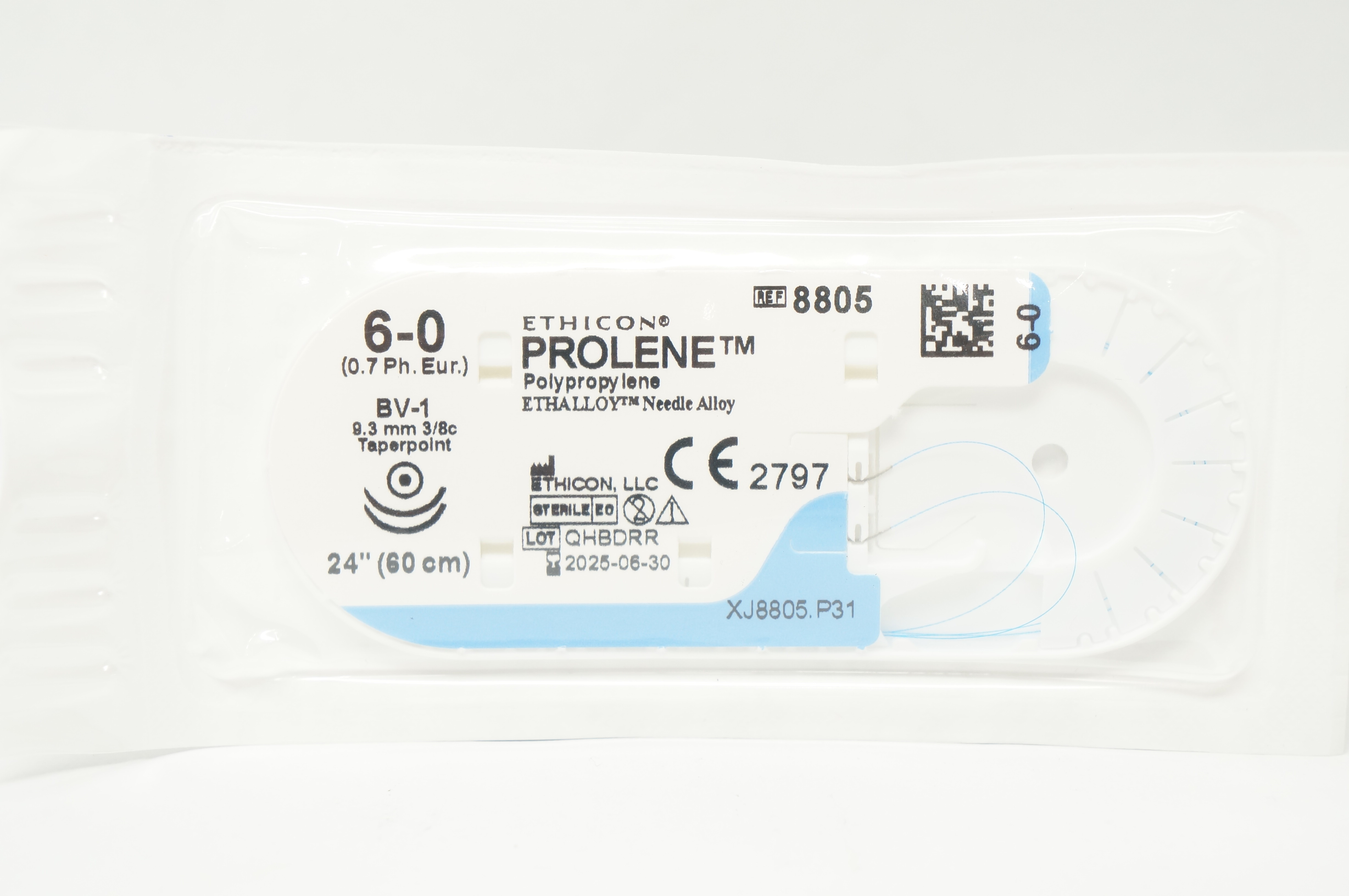 Ethicon 8805 6-0 PROLENE Polypropylene Stre BV-1 9.3mm 3/8c Taperpoint ...