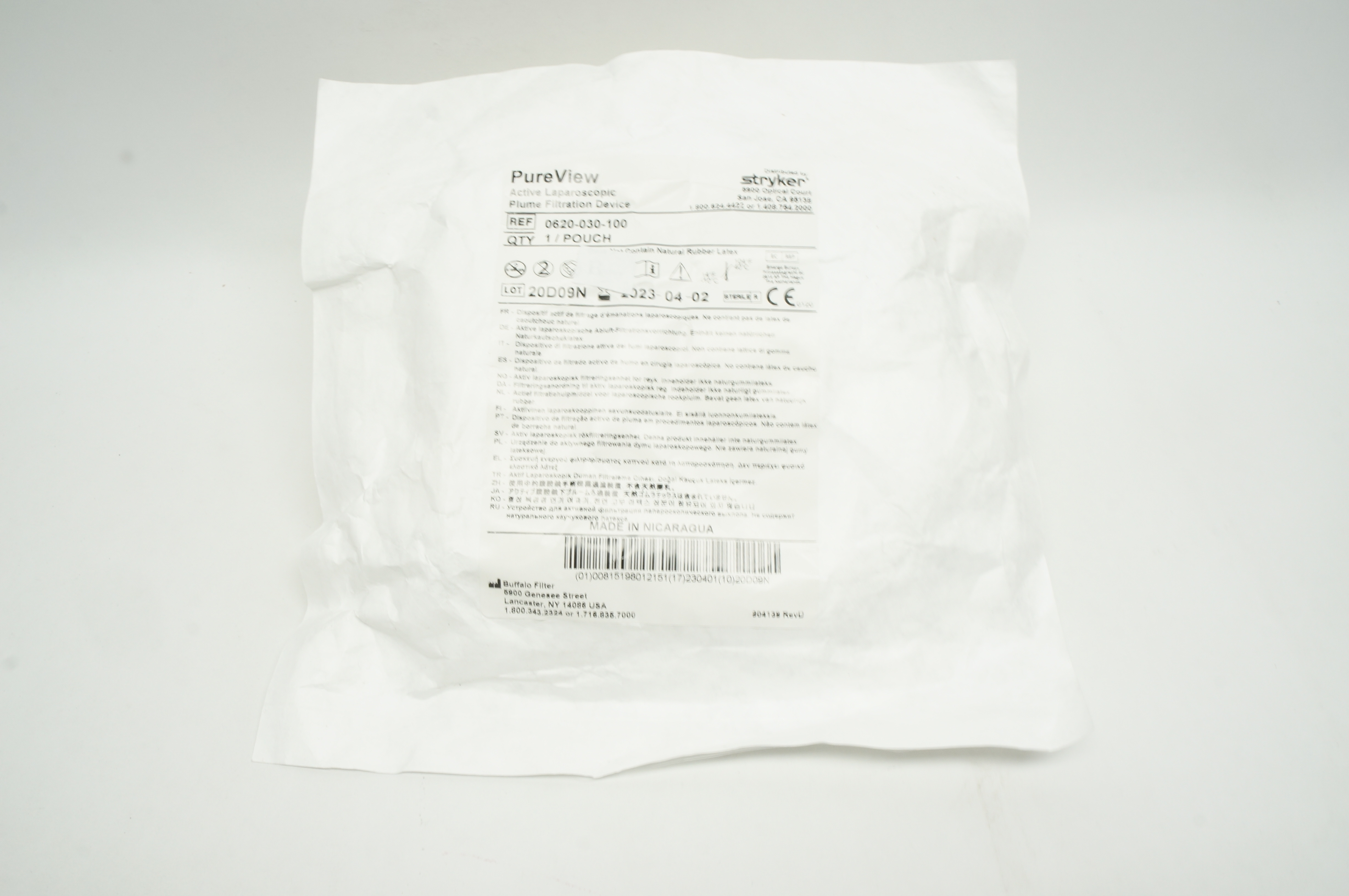 Stryker 0620030100 PureView Active Laparoscopic Plume Filtration Device