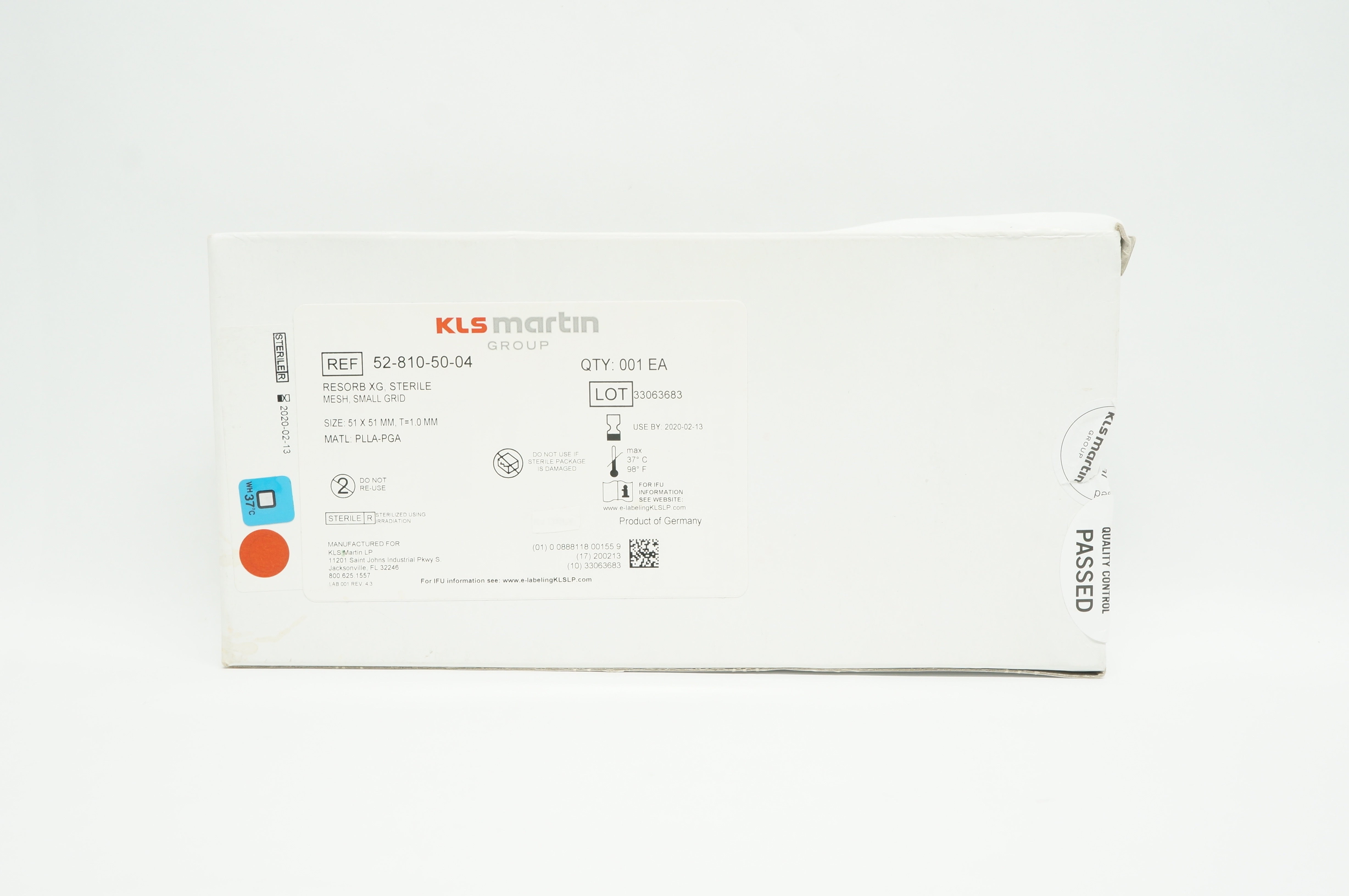 KLS Martin 528105004 Resorb XG, Sterile Mesh, Small Grid Size 51 x