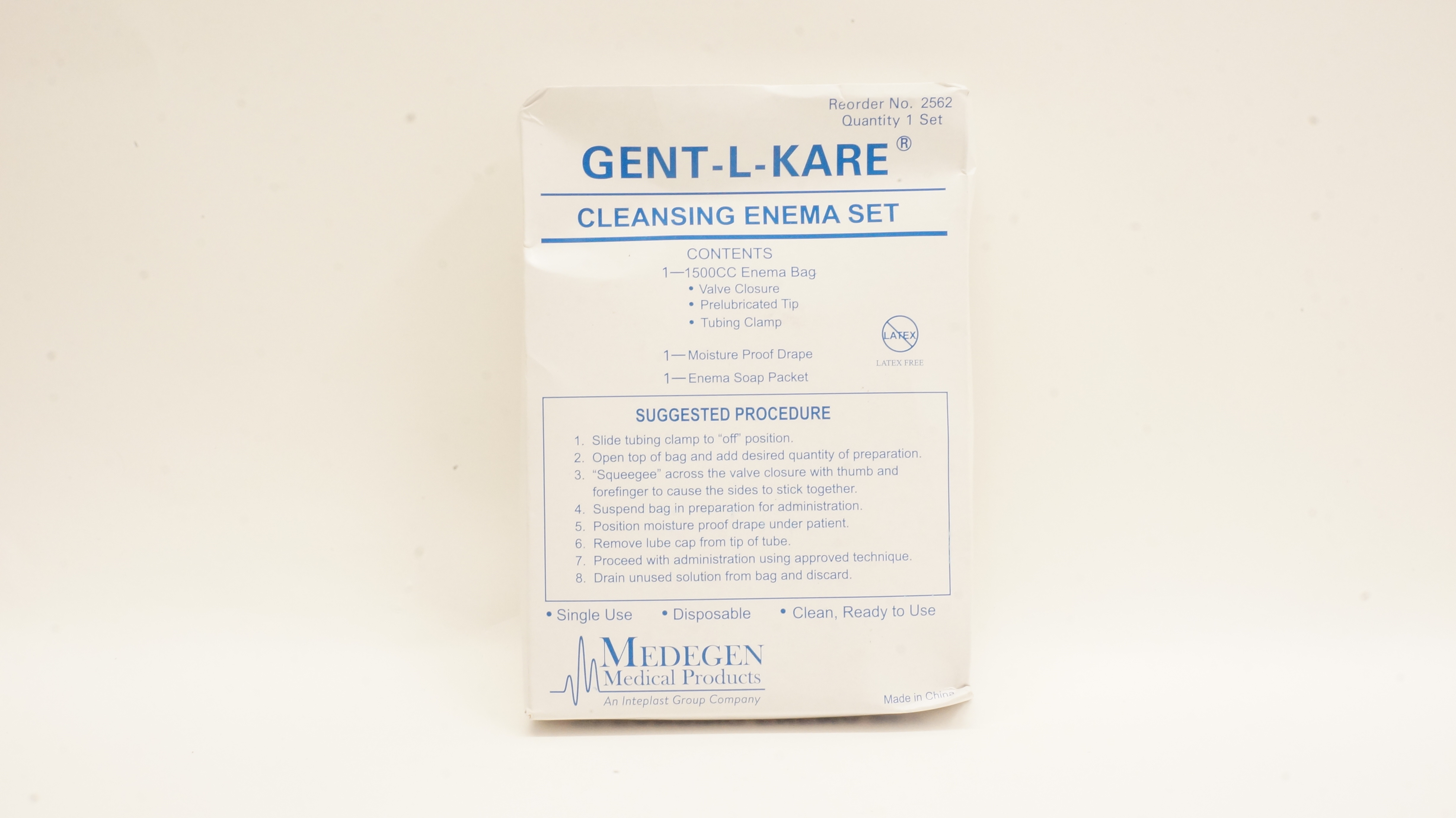 Medegen 2562 Gent-L-Kare Cleansing Enema Set