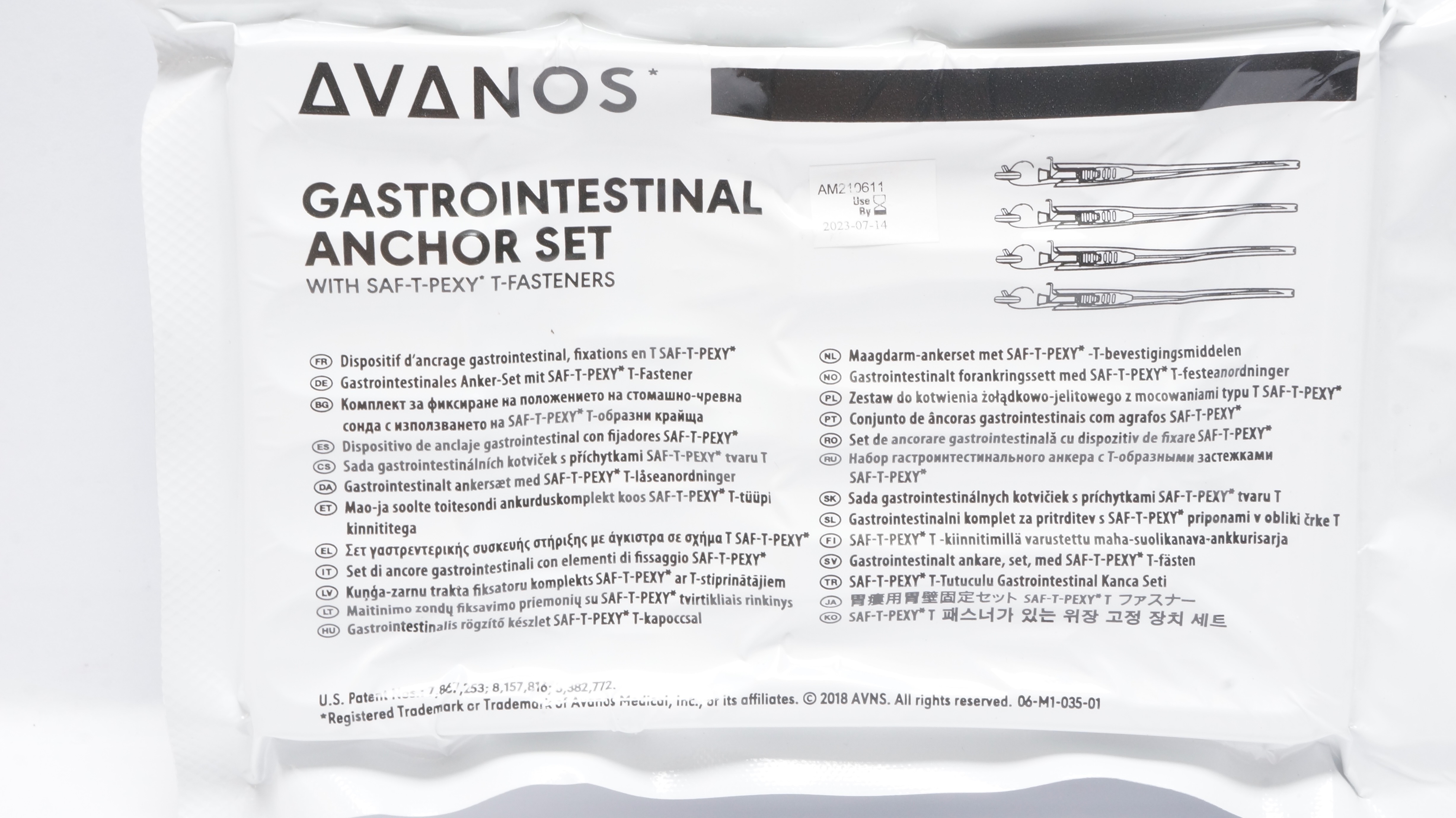 Avanos AM210611 gastrointestinal Anchor Set w/Saf-T-Pexy T-Fasteners (x)