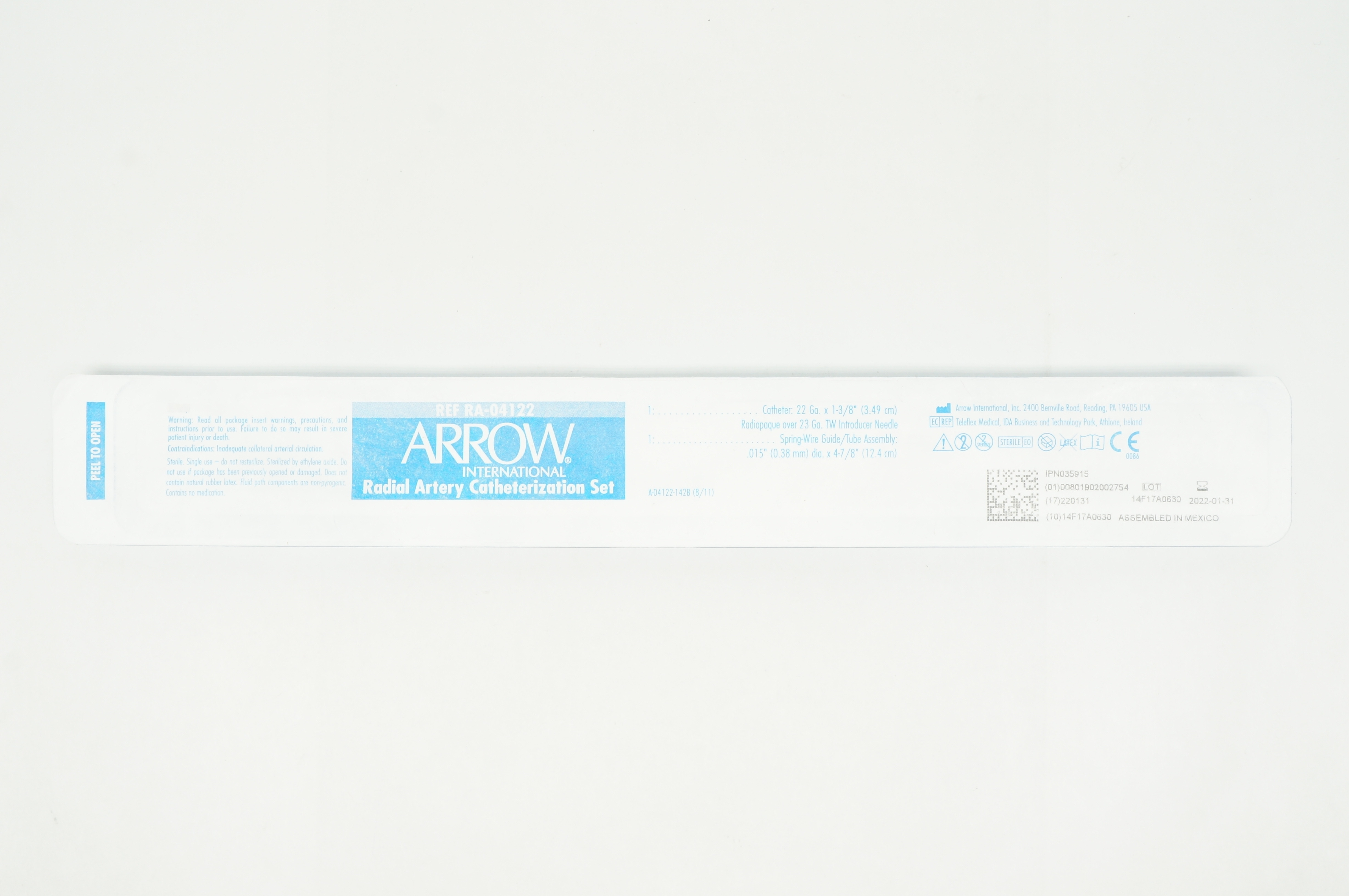 Arrow RA-04122 Radial Artery Catheterization Set