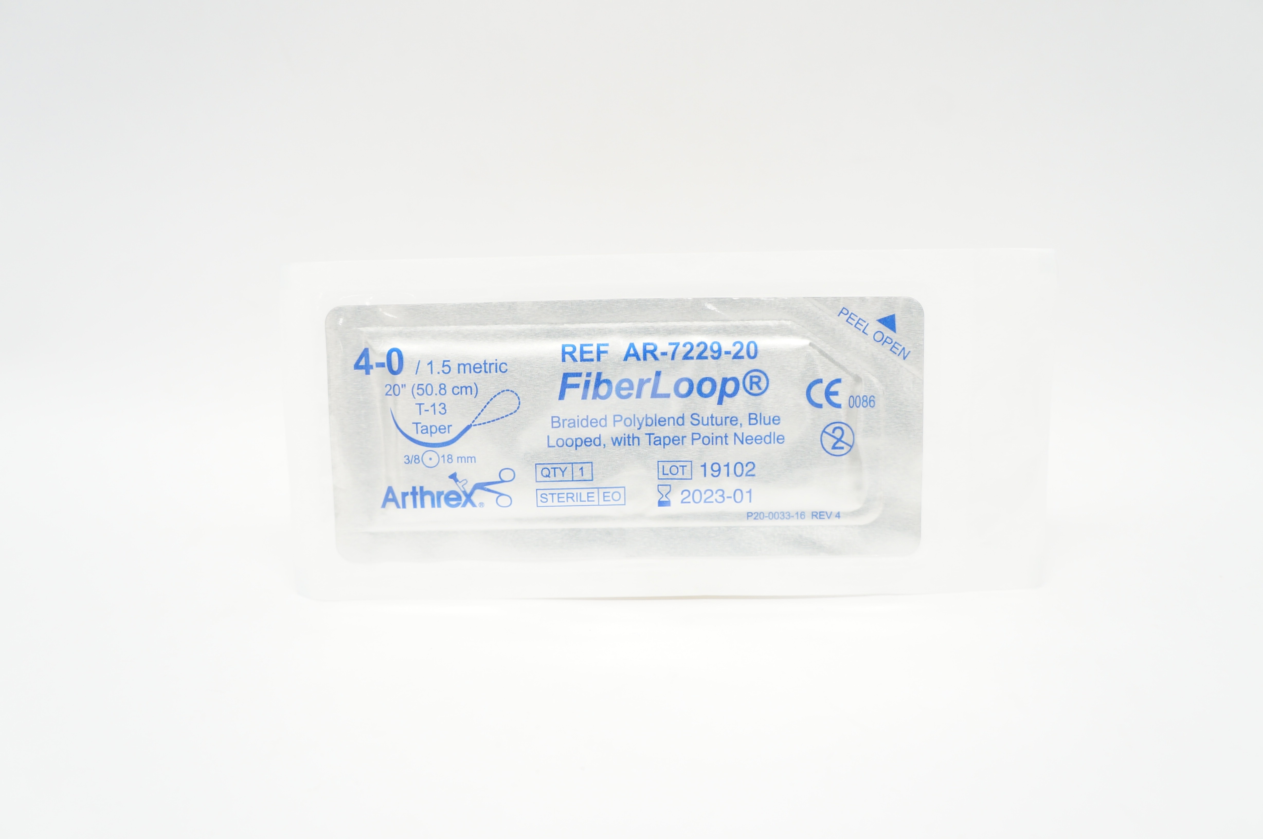 Arthrex AR-7229-20 4-0 FiberLoop, T-13 Taper, 3/8c 18mm, 20inch