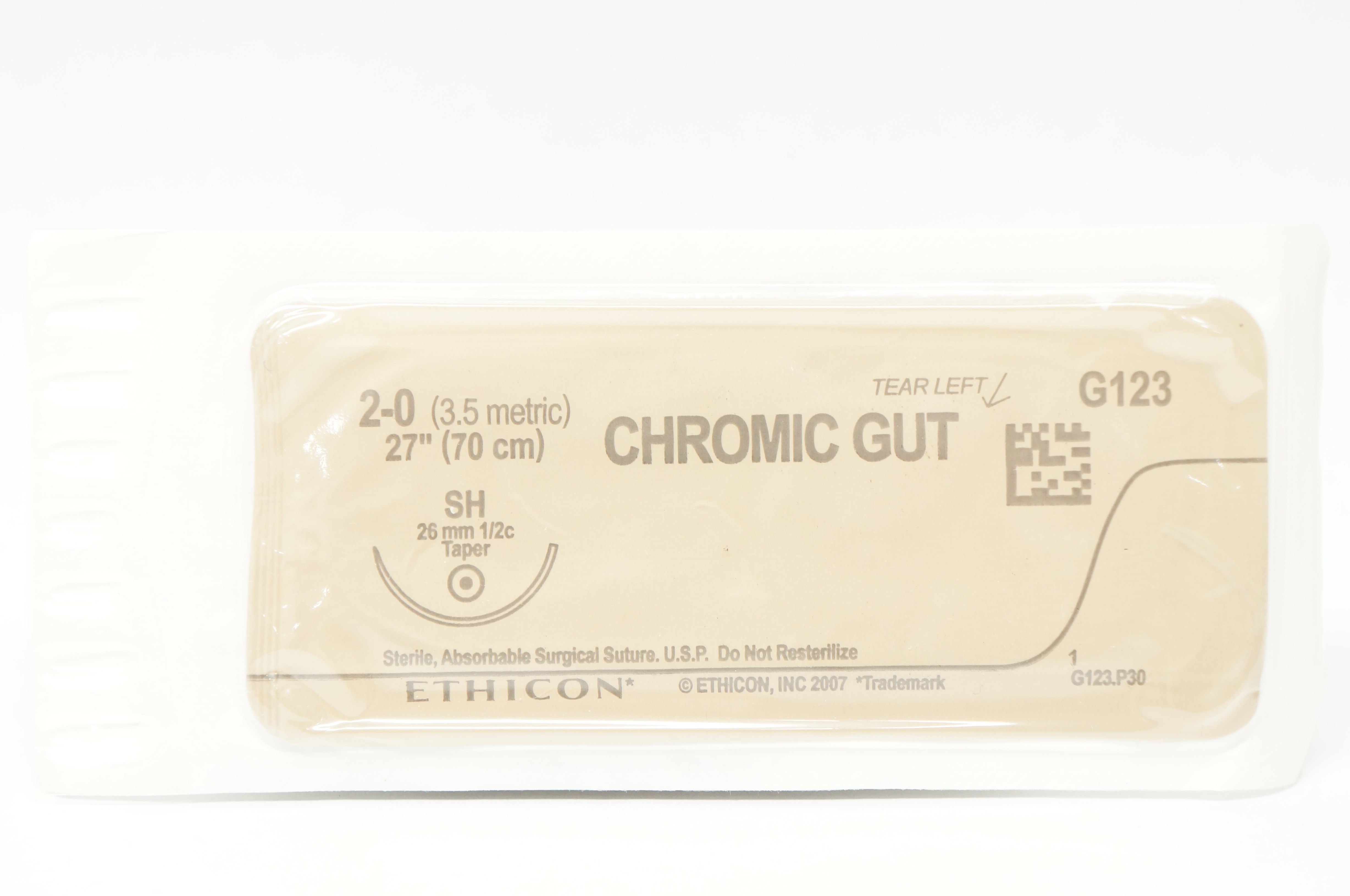 Ethicon G123 2-0 Chromic Gut Surgical Stre SH 26mm 1/2c Taper, 27inch
