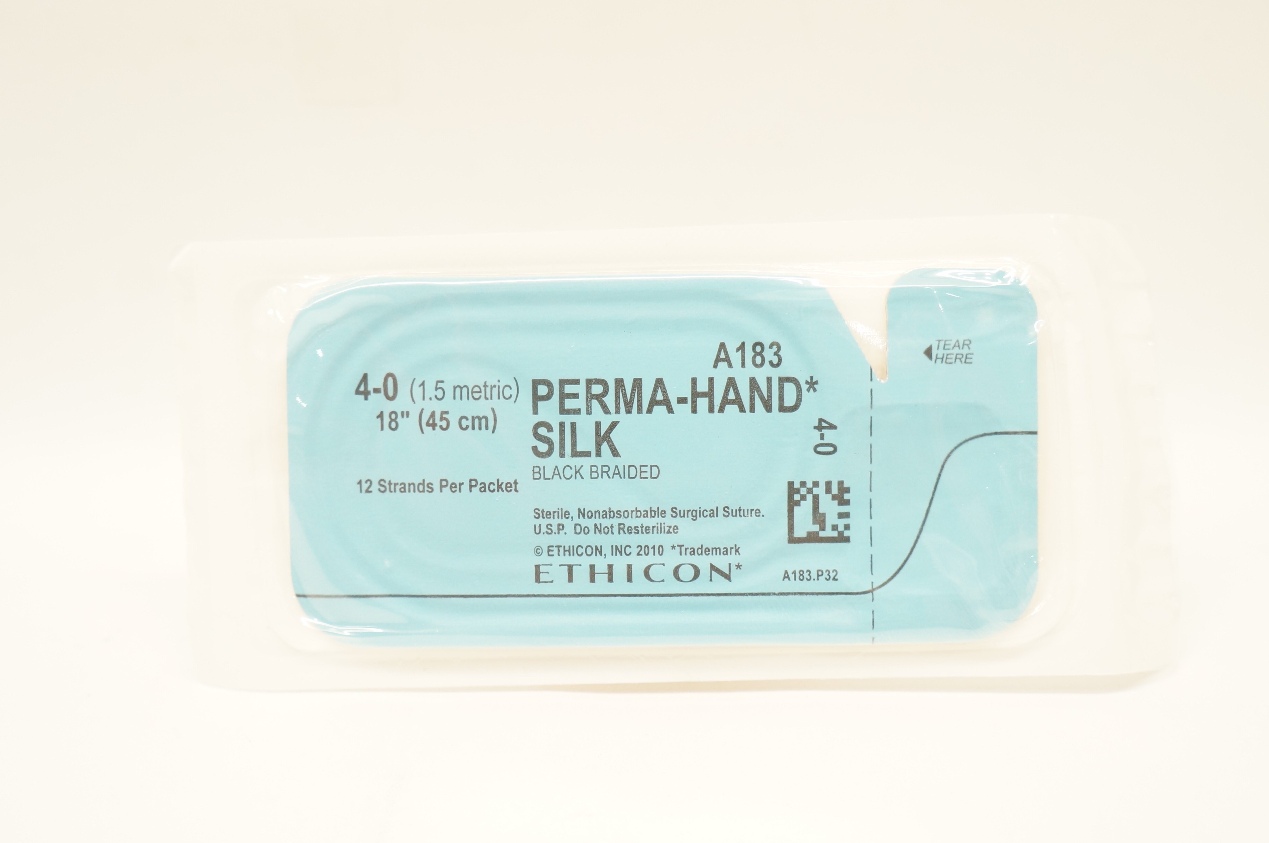 Ethicon A183 4-0 Perma-Hand Silk Surgical Stre Black Braided 18 inch