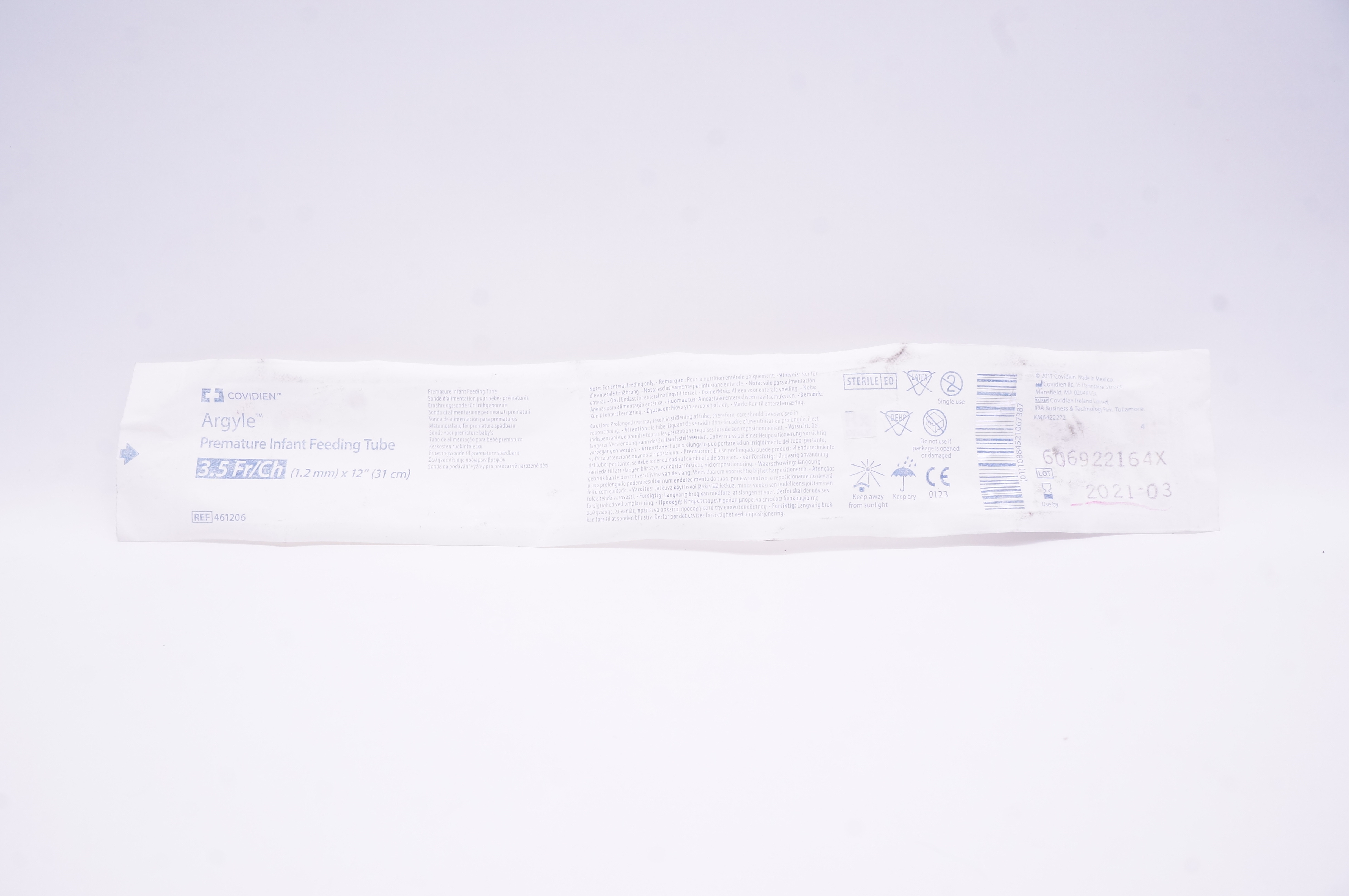 Covidien 461206 Argyle Premature Infant Feeding Tube 3.5Fr/Ch (x)