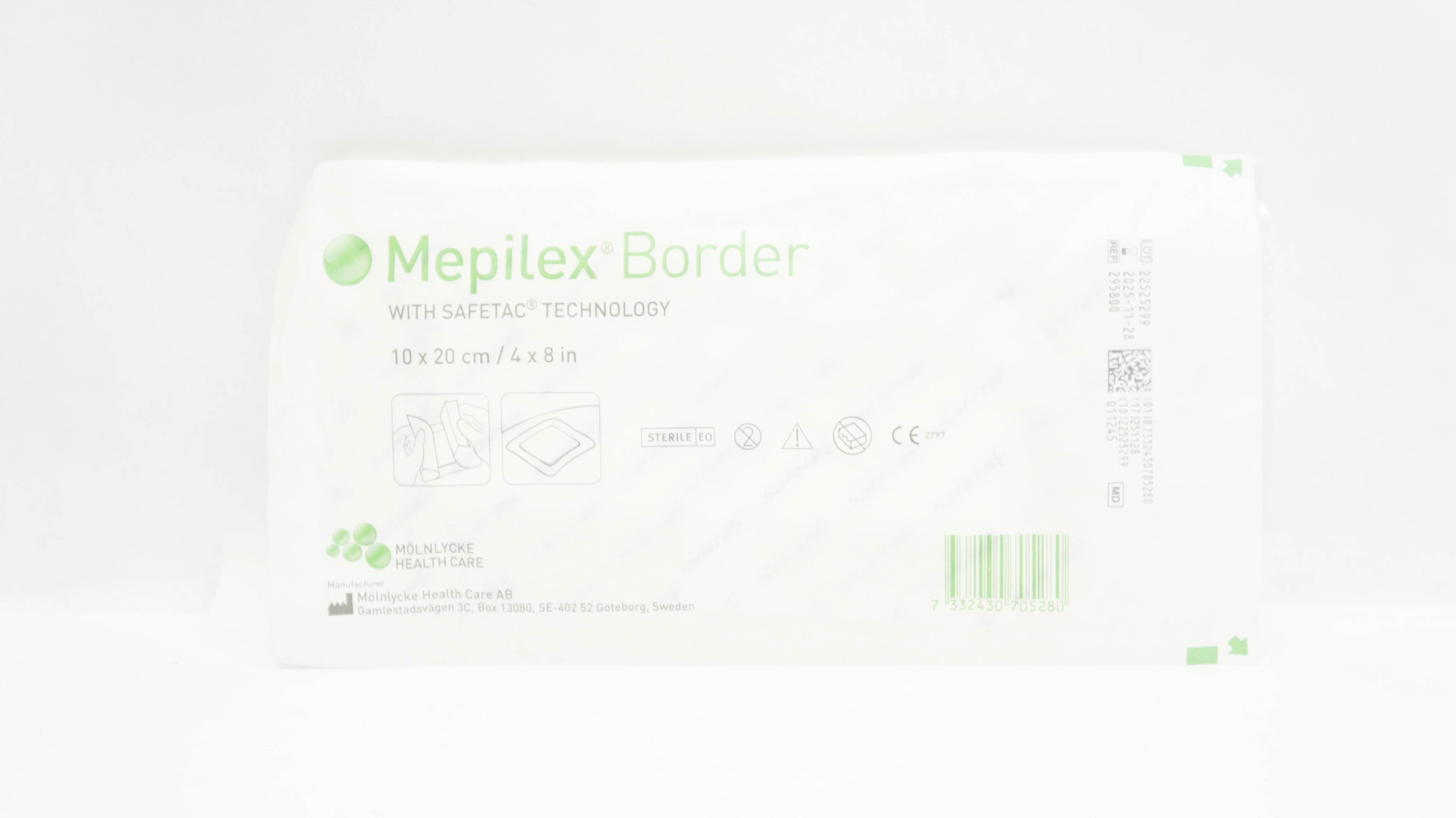 Molnlycke Healthcare 295800 Mepilex Ag Foam Bordered Dressing 4inch x 8inch