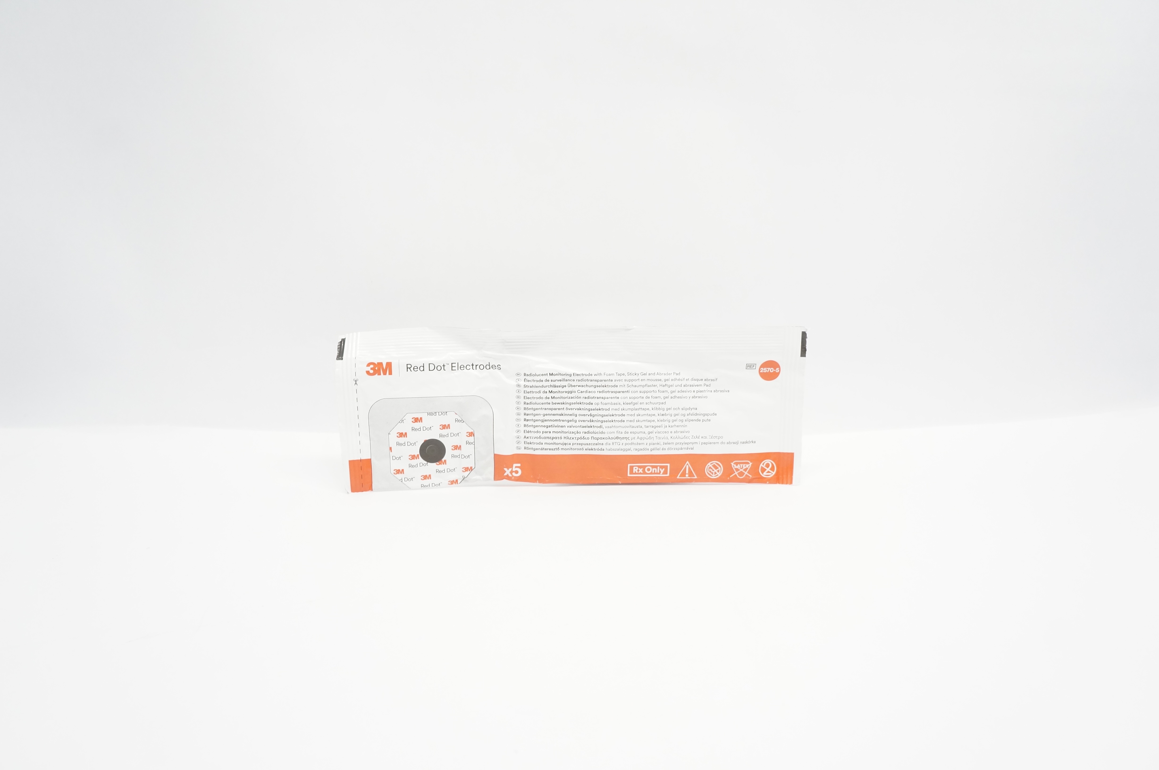 3M 2570-5 Red Dot Radiolucent Monitoring Electrodes - Pack of 5 (x)
