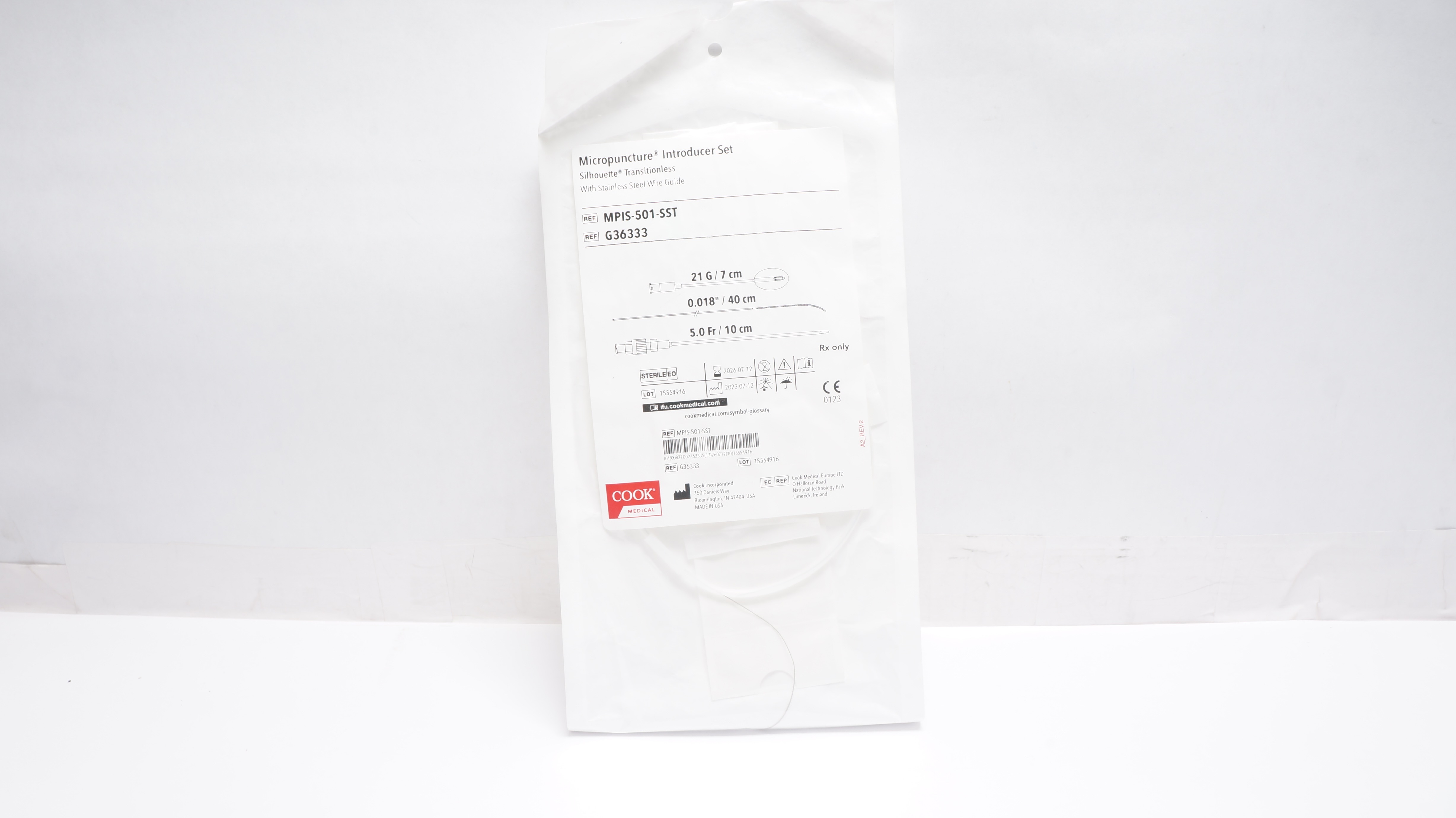 Cook Medical G36333 Micropuncture Introducer Set 5.0Fr. x 21G x .018inch