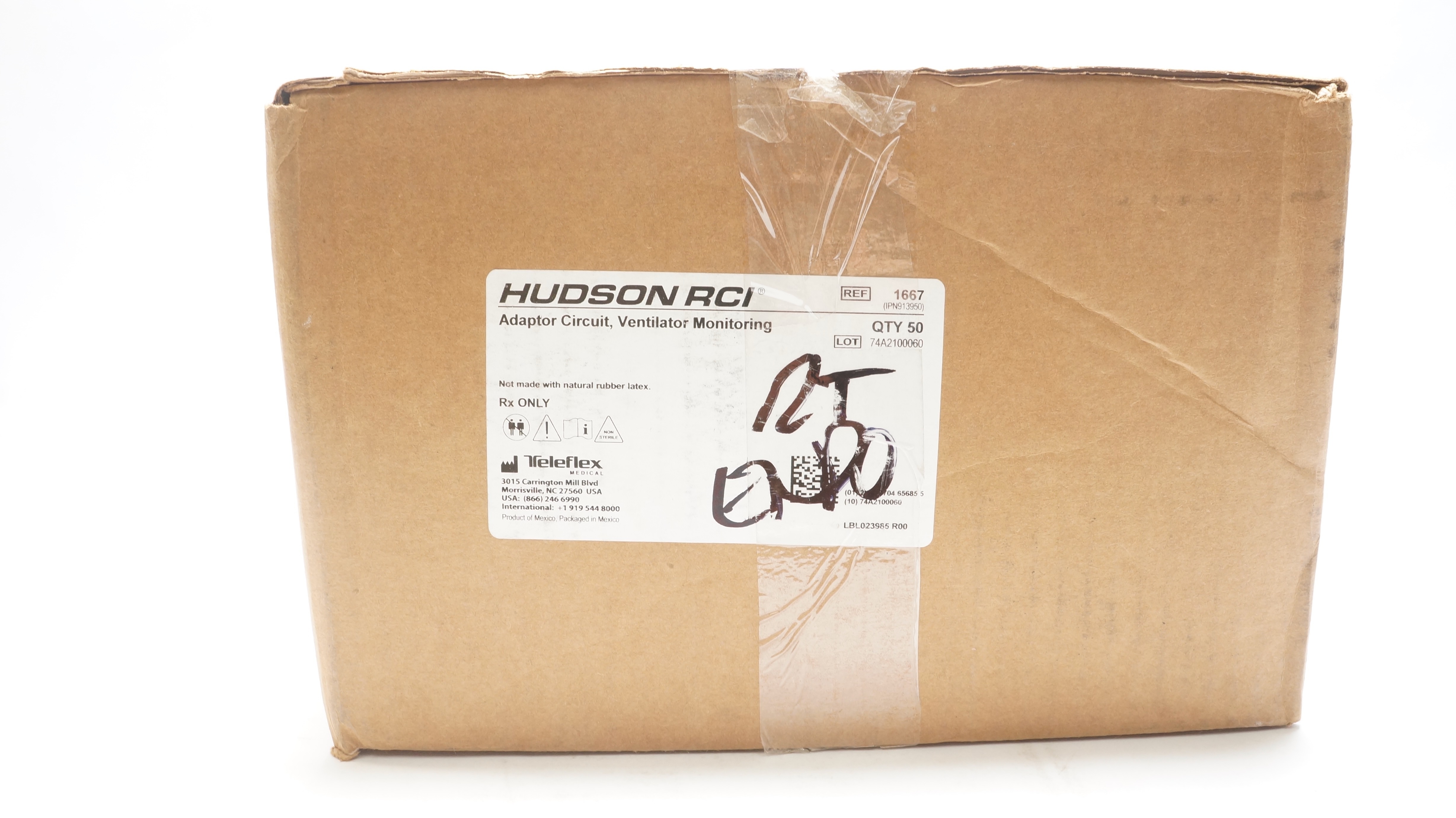 Teleflex 1667 Hudson RCI Adaptor Circuit, Ventilator Monitoring - Box of 50