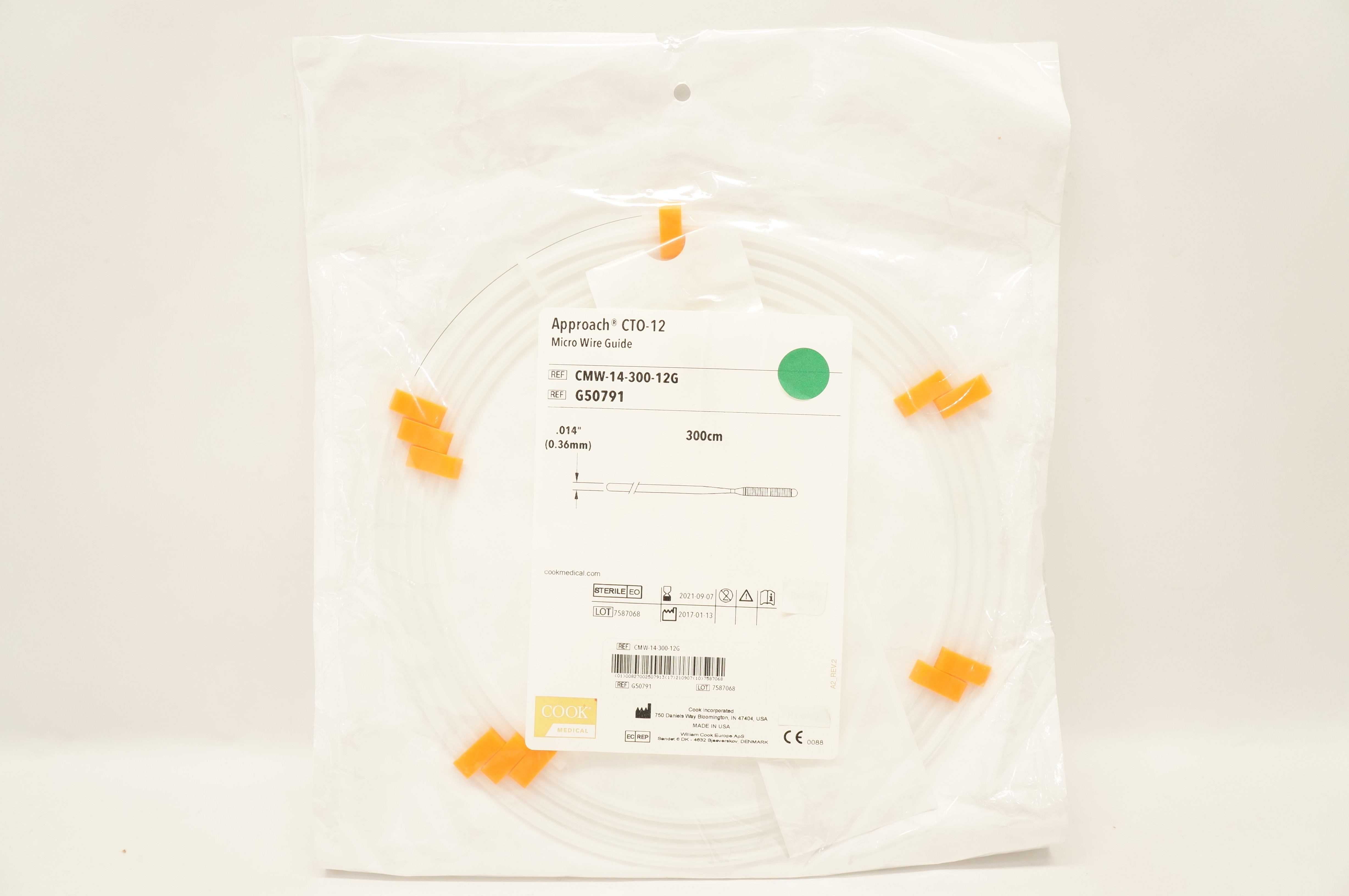 Cook Medical G50791 Approach CTO-12 Micro Wire Guide .014inch x 300cm (x)