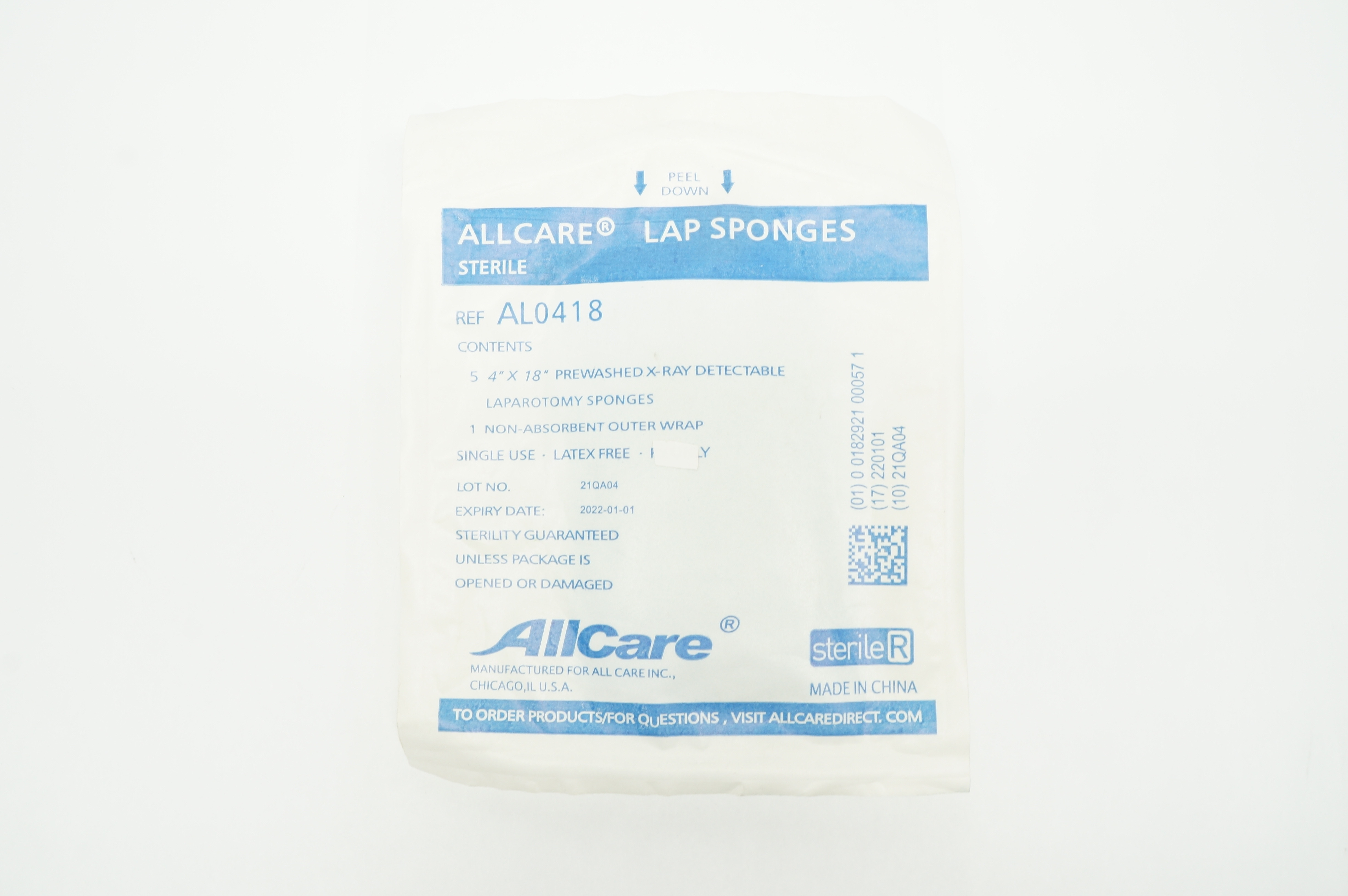 AllCare AL0418 Lap Sponges 4inch x 18inch