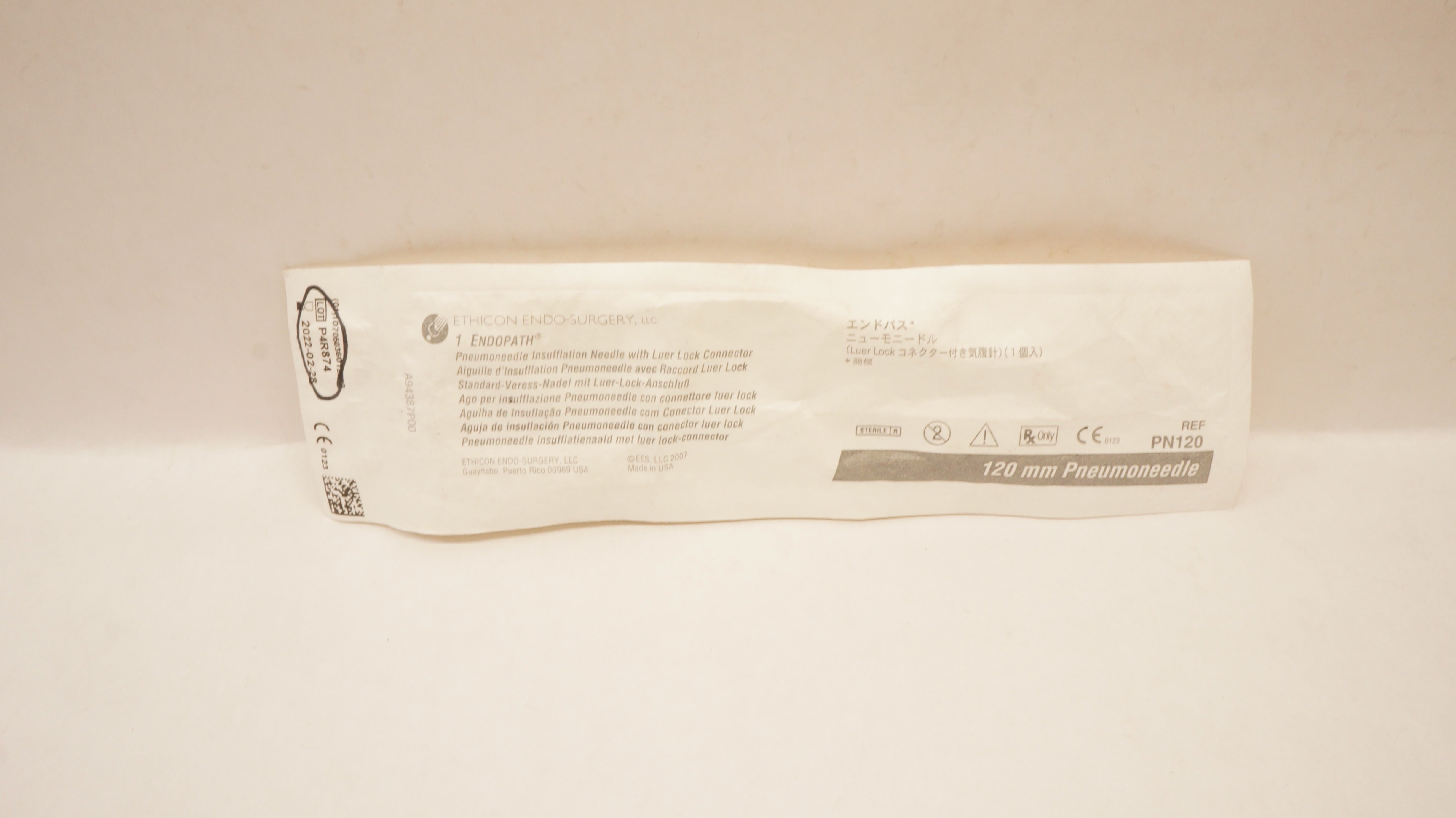 Ethicon PN120 ENDOPATH Pneumoneedle Insufflation Ndle w/Luer Lock Conn. 120mm(x)