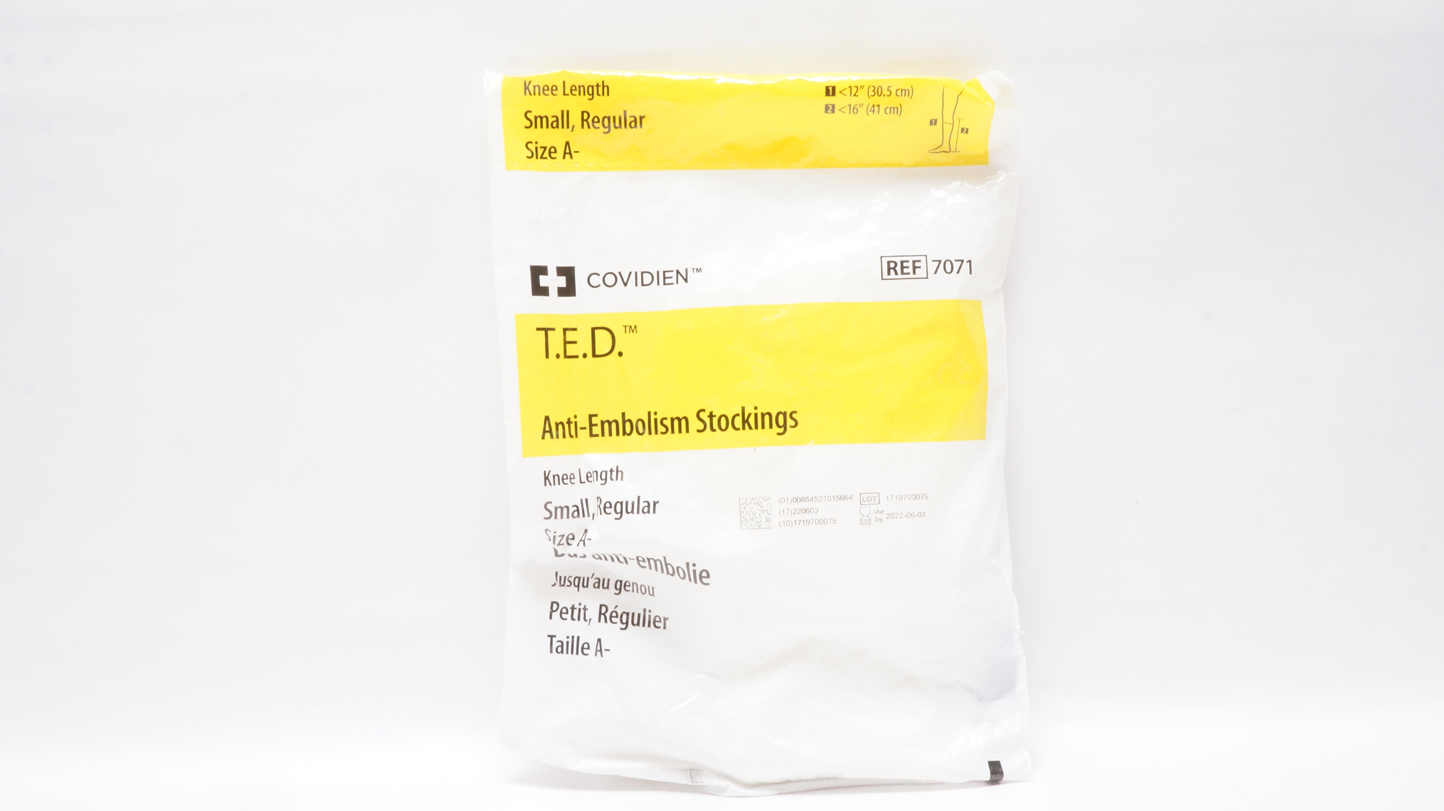 Covidien 7071 T.E.D. Anti-Embolism Stockings Knee Length Regular Small (x)