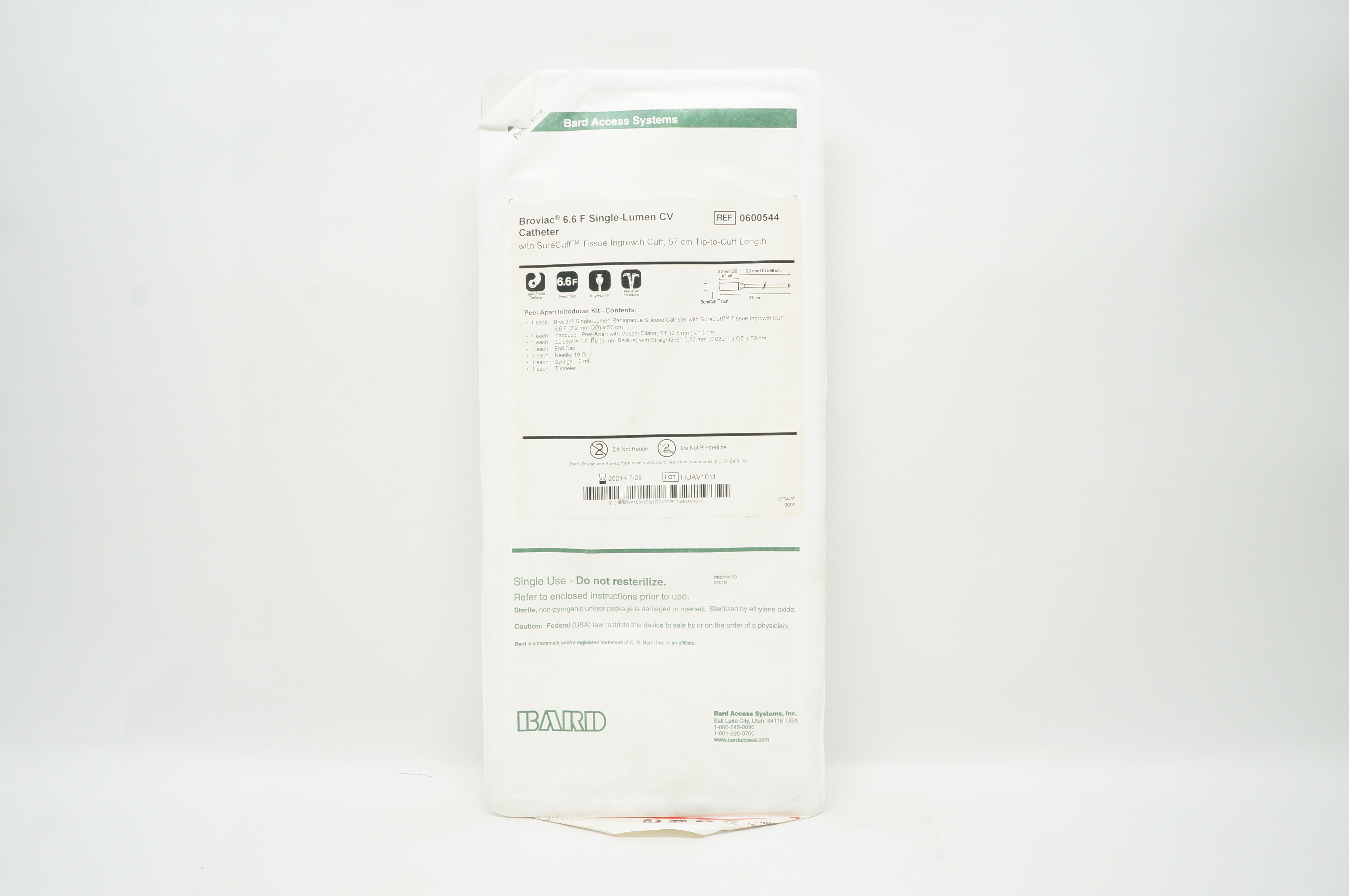 Bard 0600544 Broviac 6.6F Single-Lumen CV Cath. (x)