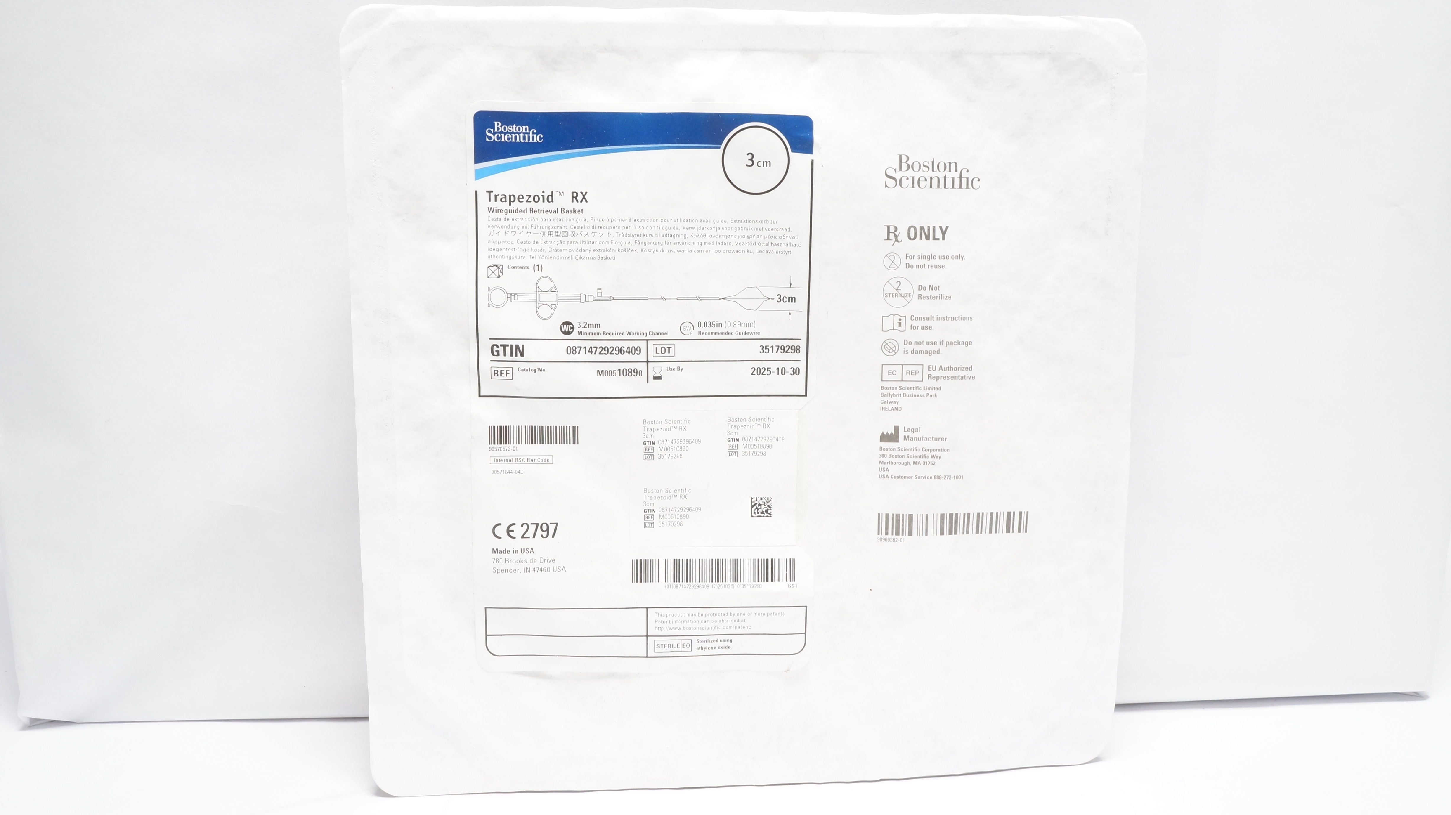 Boston Scientific M00510890 Trapezoid RX Wireguided Retrieval Basket 3cm