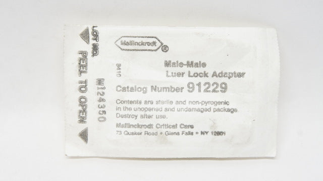 Mallinckrodt 91229 Critical Care Male-Male Luer Lock Adapter