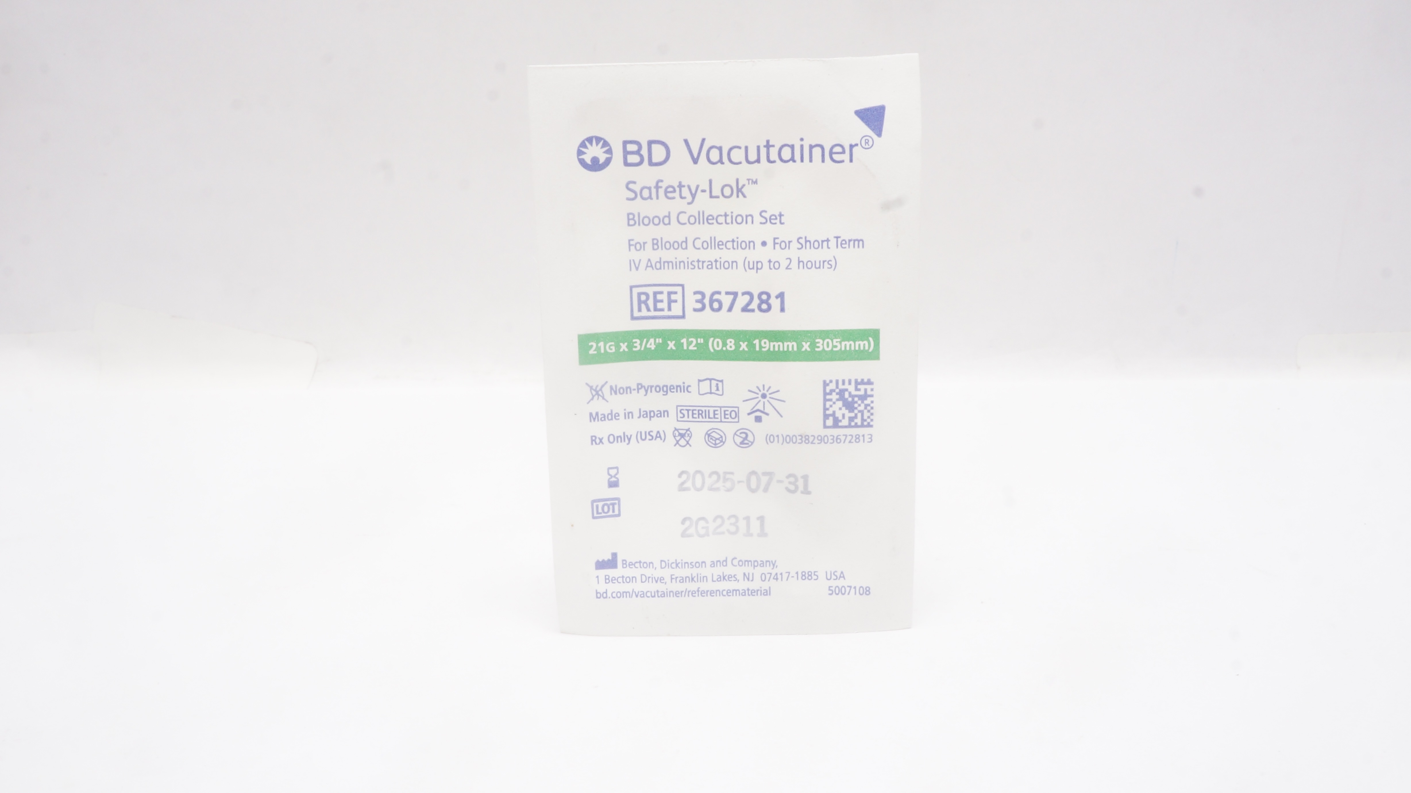 SOL-Care 110201030031 Safety Blood Collection Ndle. 23G x 3/4inch x 12inch