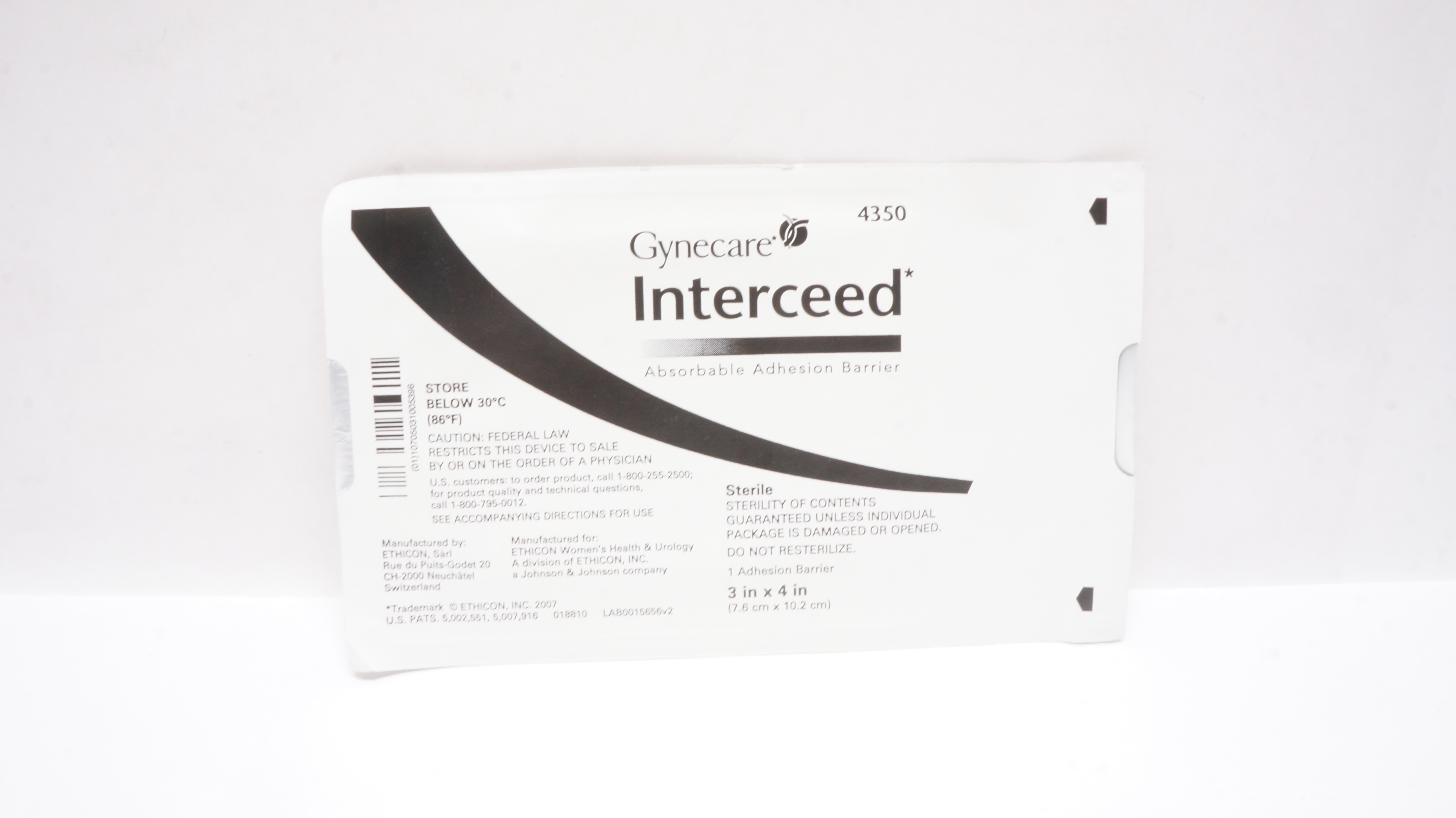 Interceed Ethicon 4350 Gynecare Interceed Absorbable Adhesive Barrier 3x4inch (x)