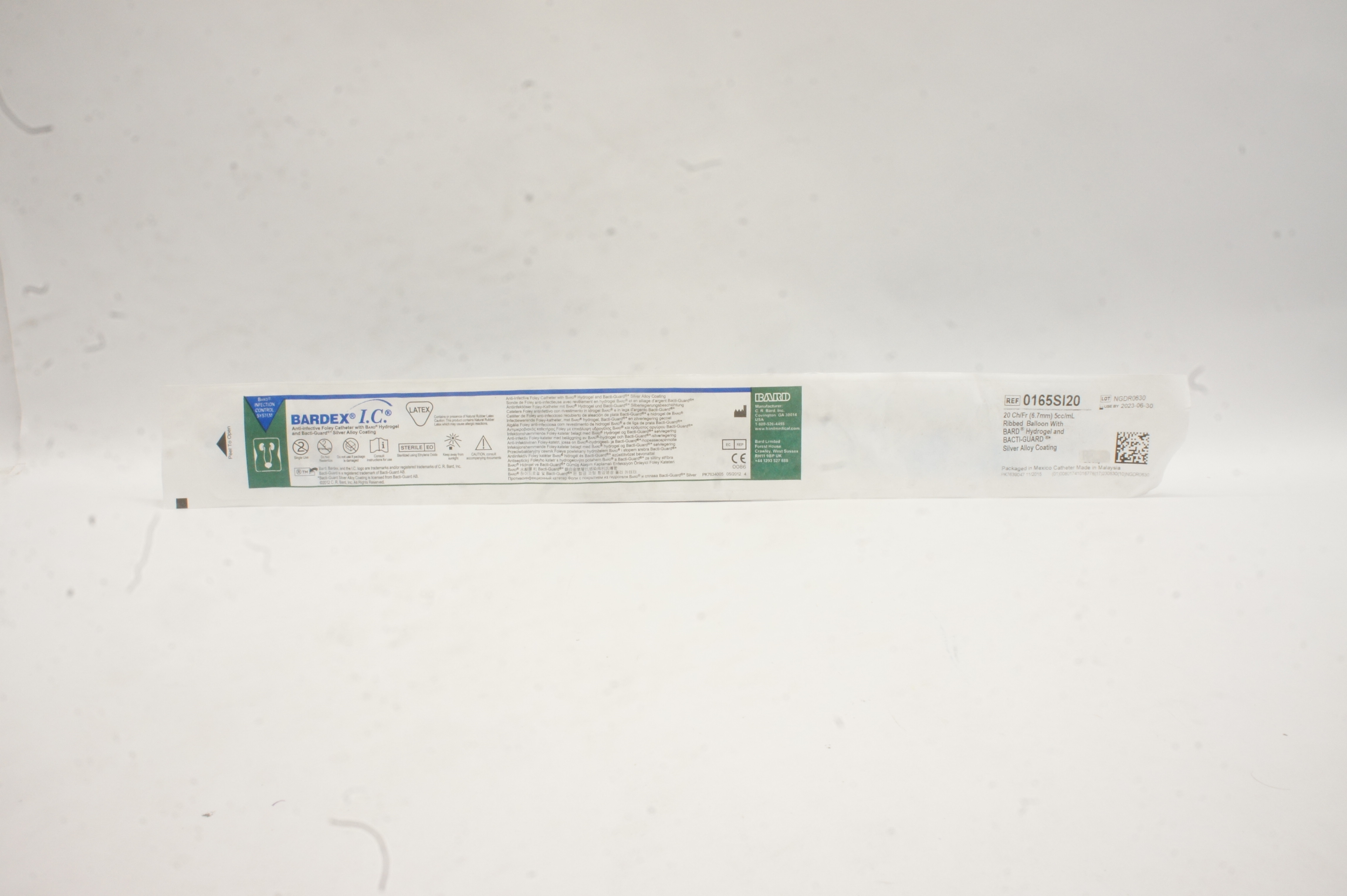 Bard 0165SI20 Bardex I.C. Aniti-Infective Foley Cath. 20Ch/Fr x 5cc/mL