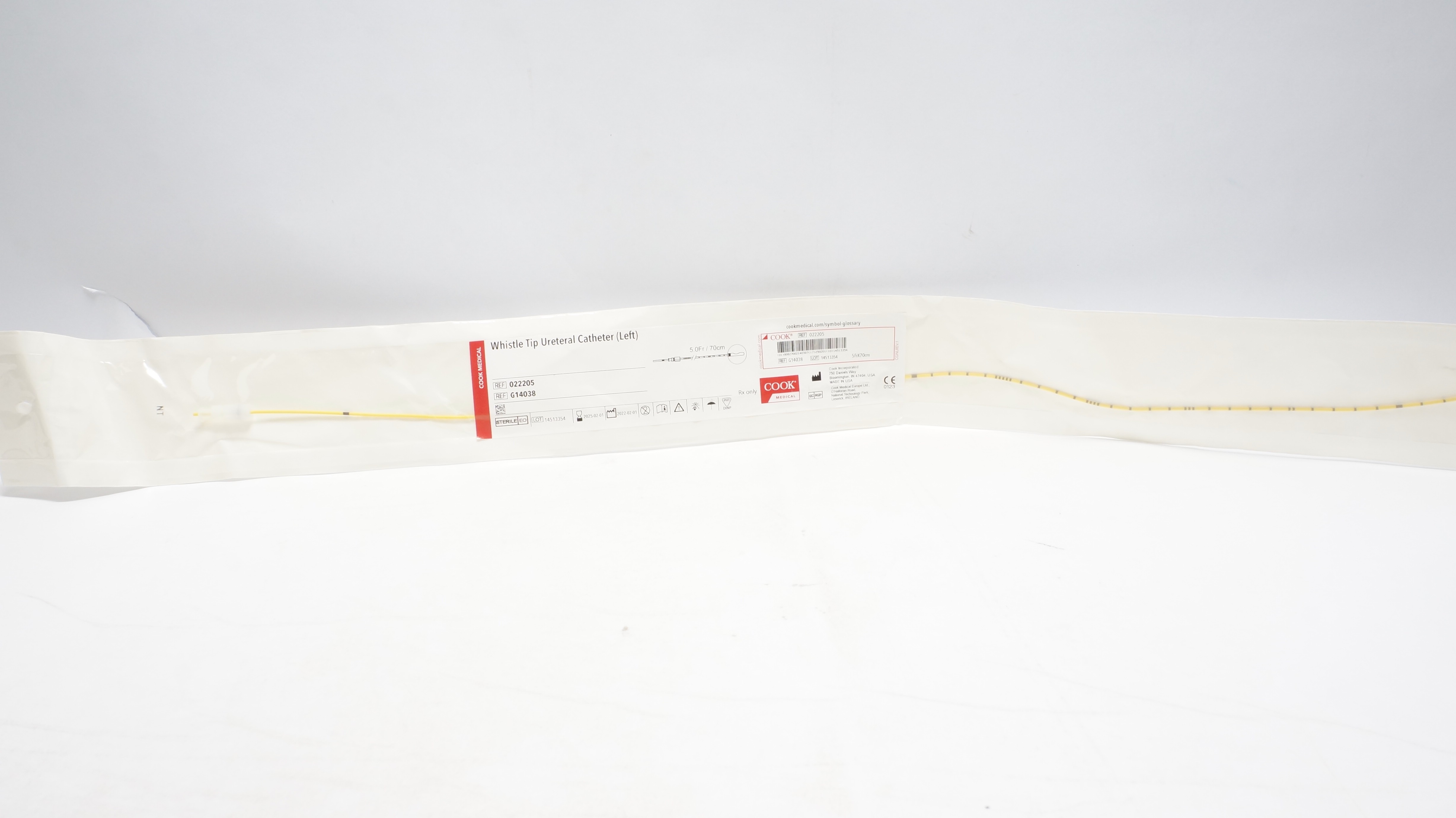 COOK Medical G14038 Whistle Tip Ureteral Catheter, 5.0Fr/70cm (Left) (x)