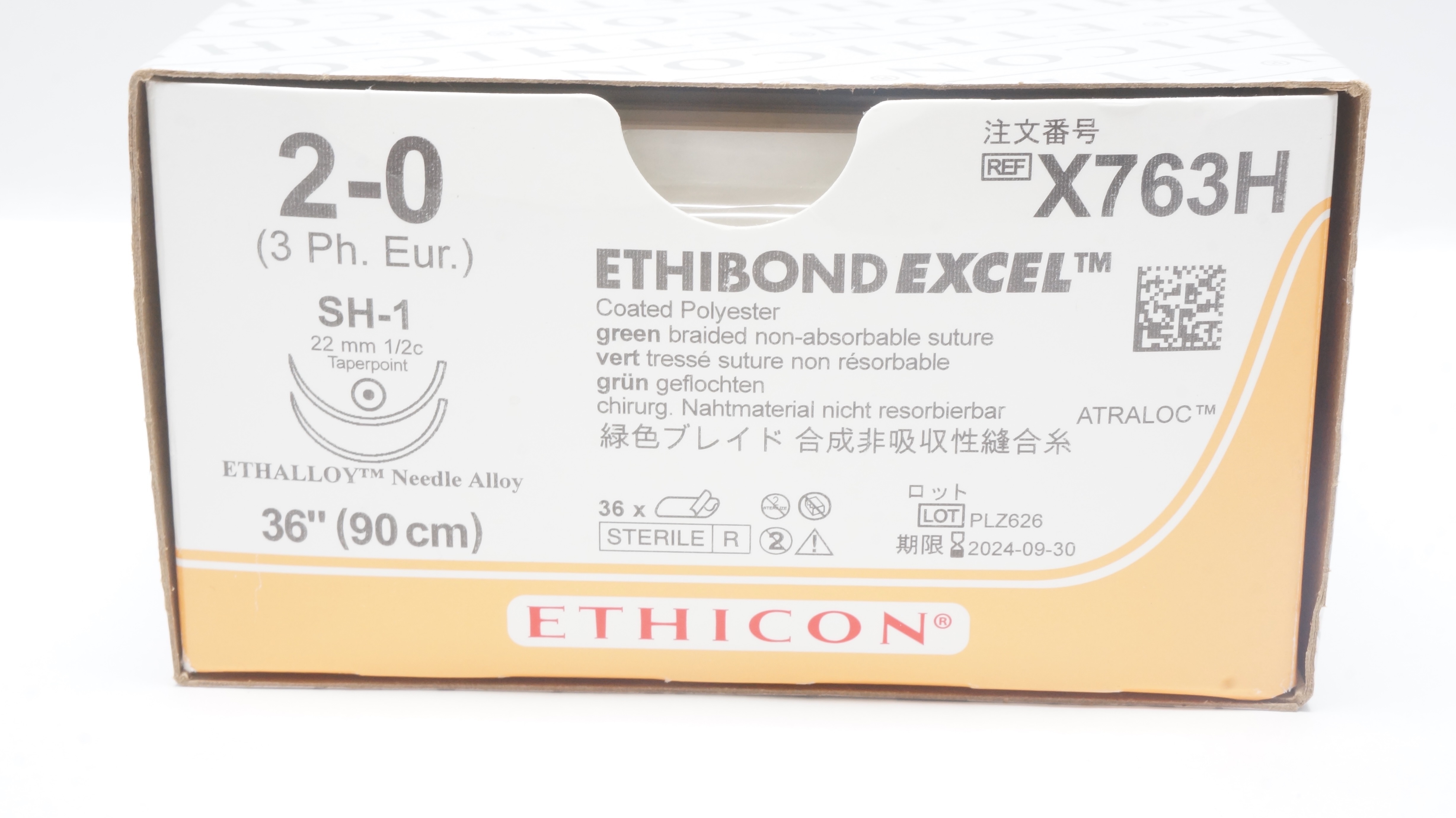 Ethicon X763H 2-0 ETHIBOND Stre SH-1 22mm 1/2c Taperpoint 30inch(x) - Box of 28