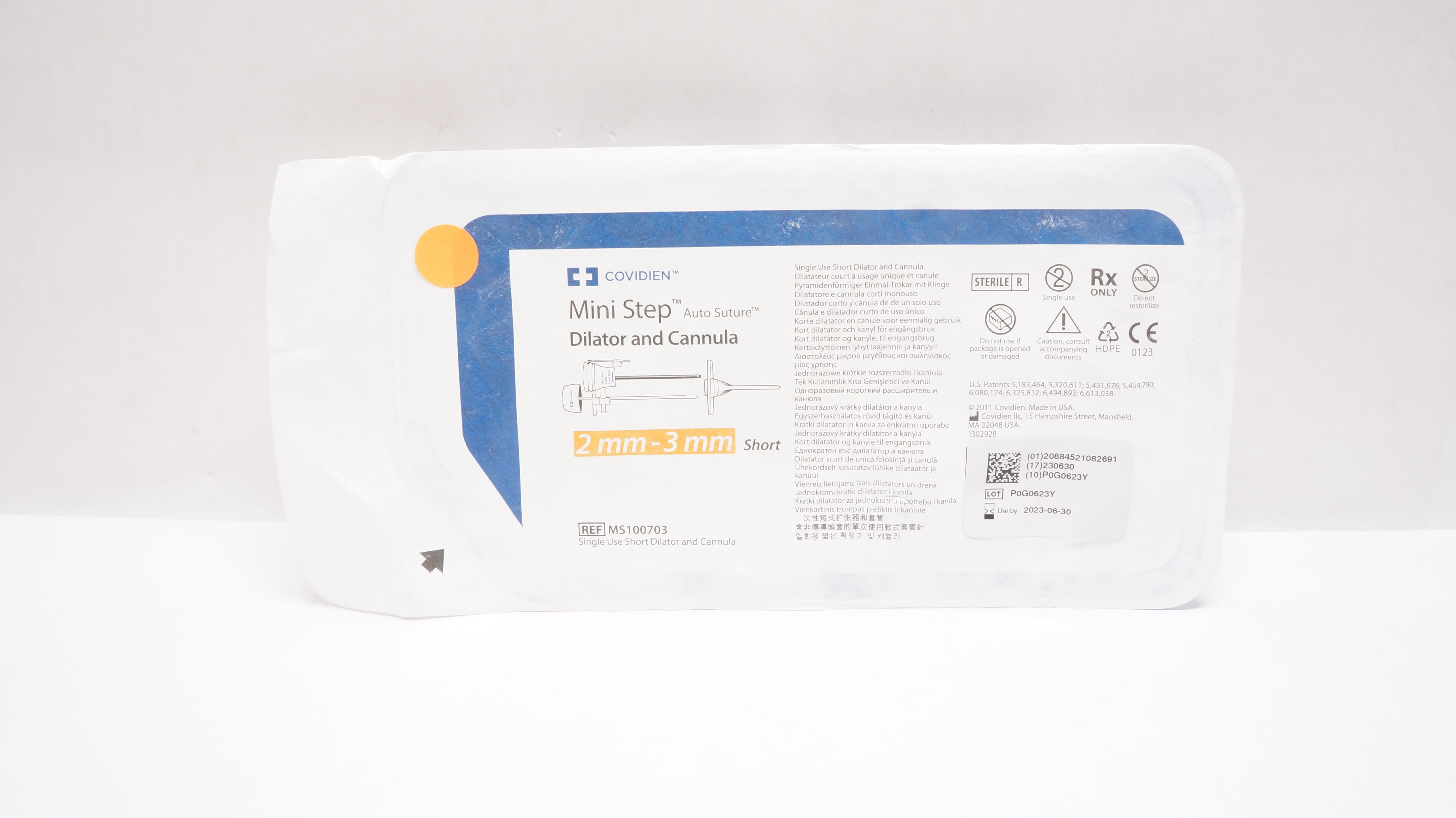 Covidien MS100703 Mini Step Auto Suture Dilator and Cannula, Short 2mm-3mm (x)