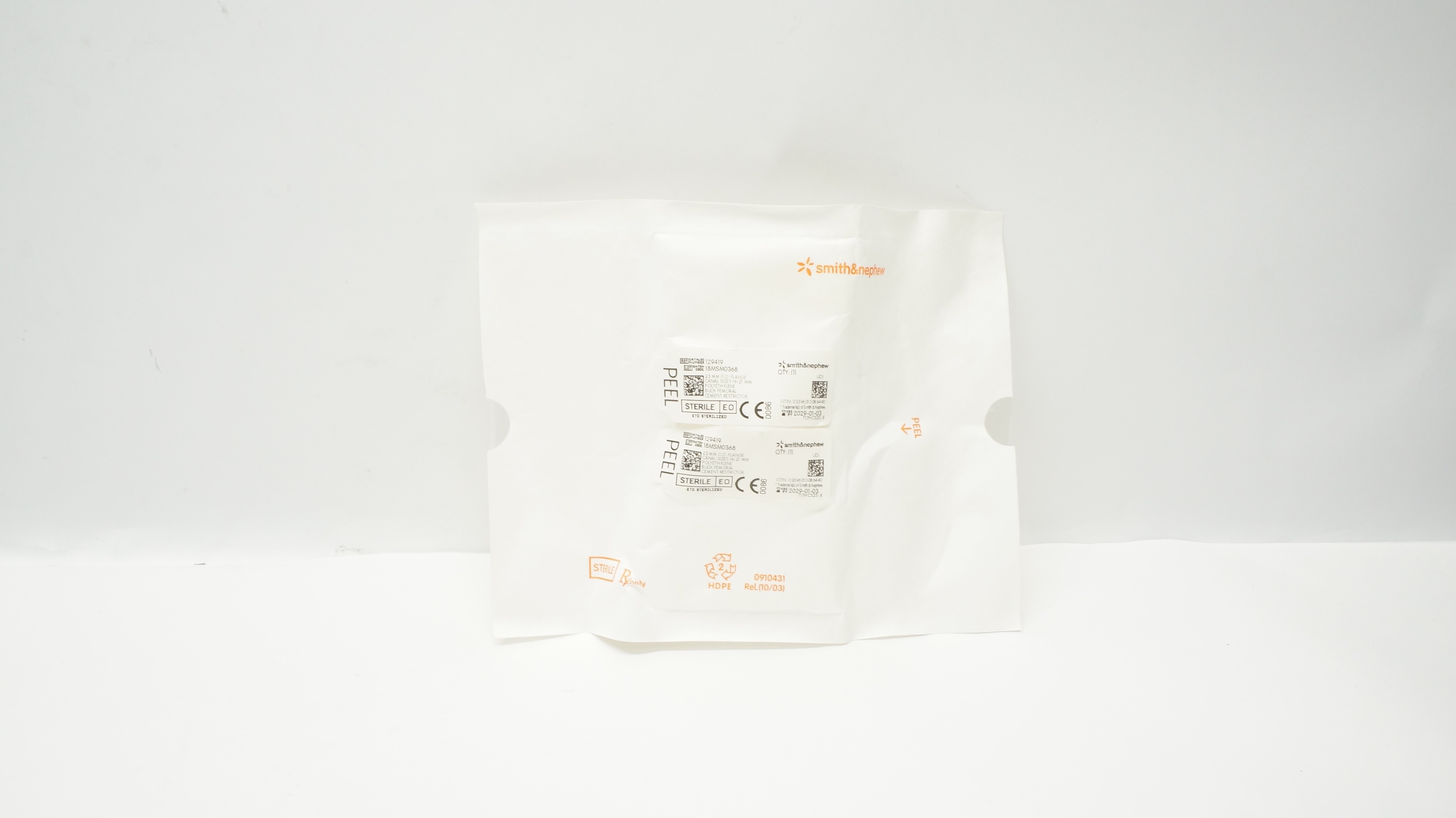 Smith&Nephew 129419 Polyethylene Buck Femoral Cement Restrictor