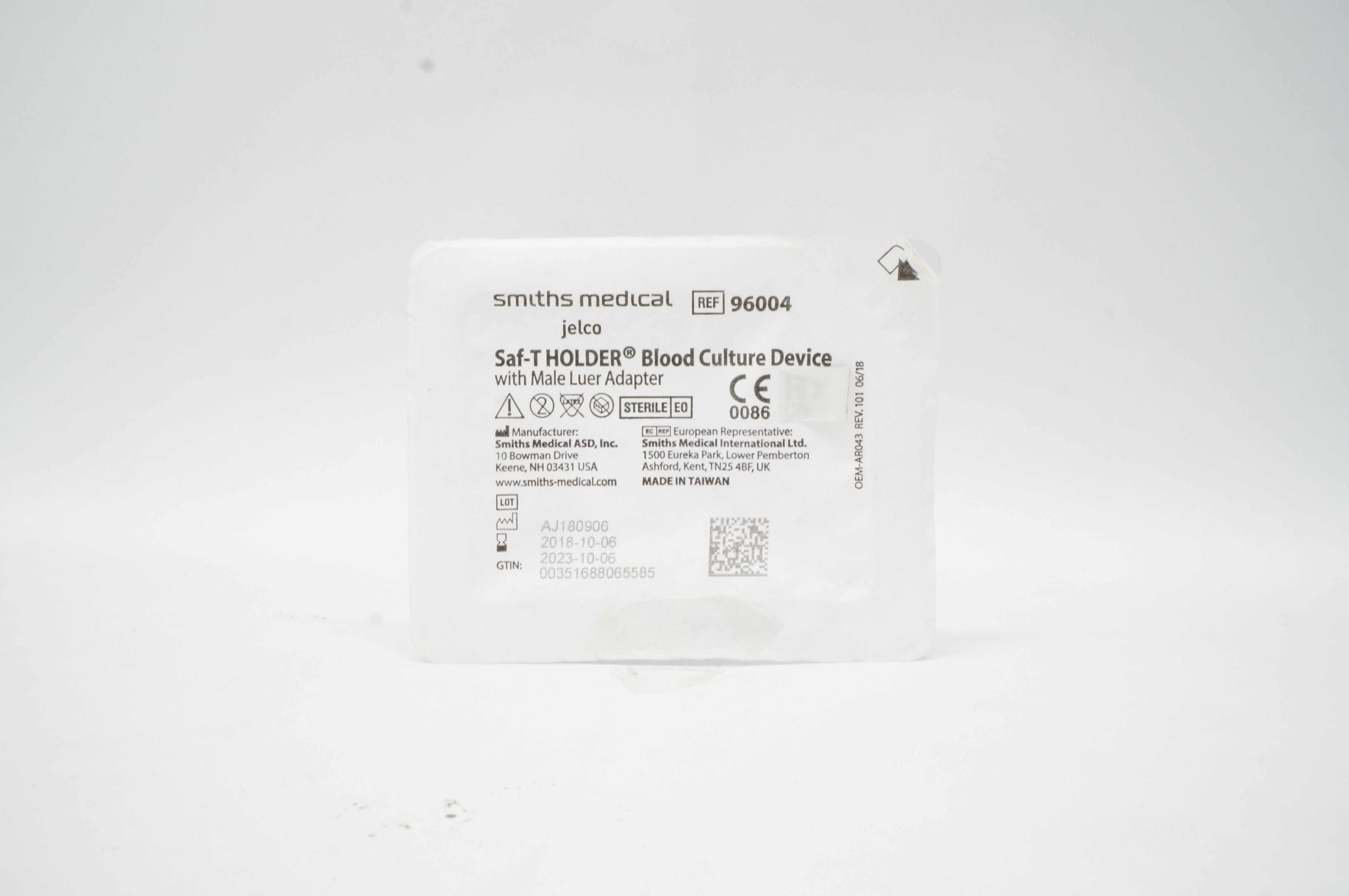 Smiths Medical 96004 Jelco Saf-T HOLDER Blood Culture Device (x)