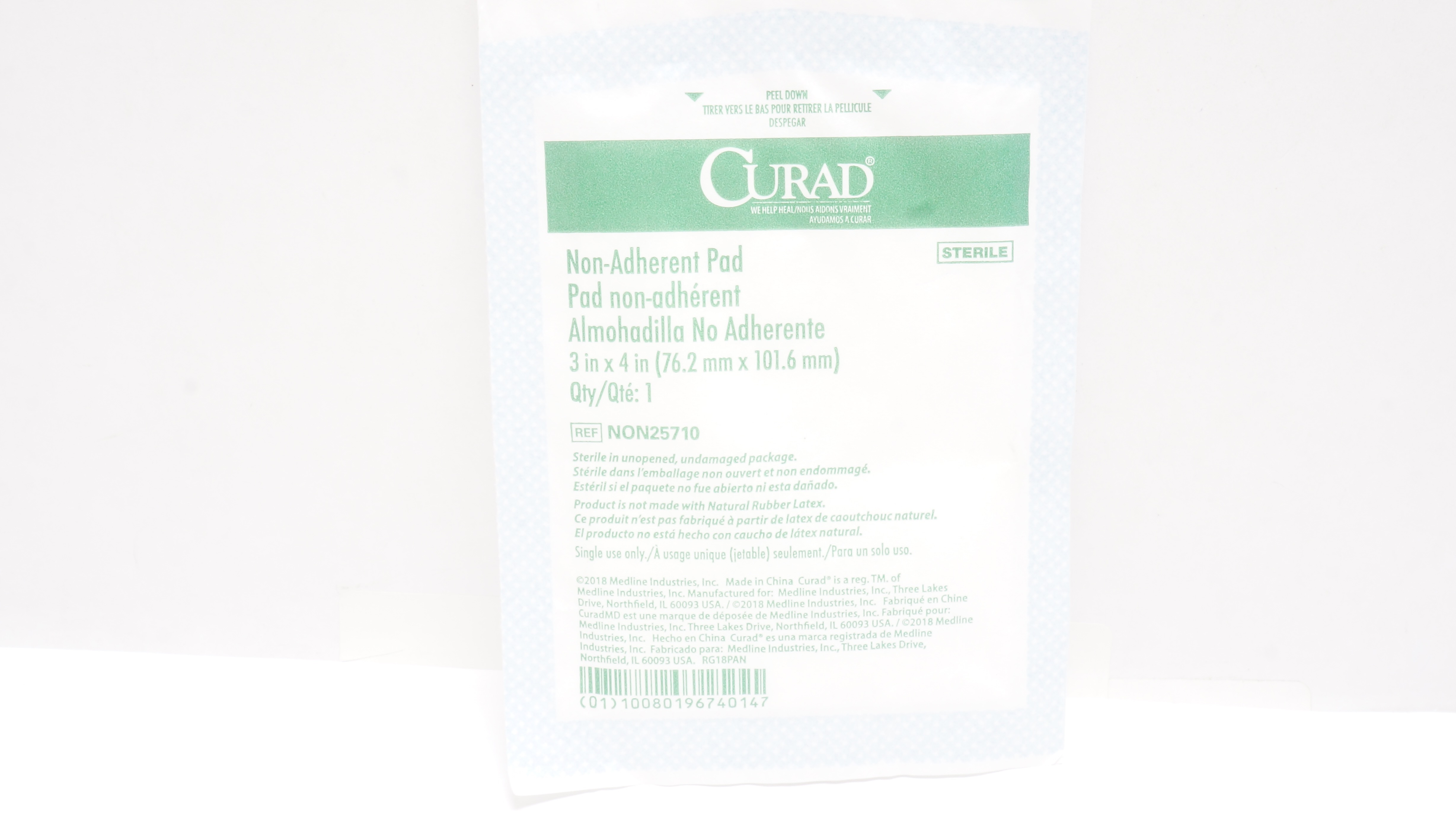Medline NON25710 Curad Non-Adherent Pad 3inch x 4inch