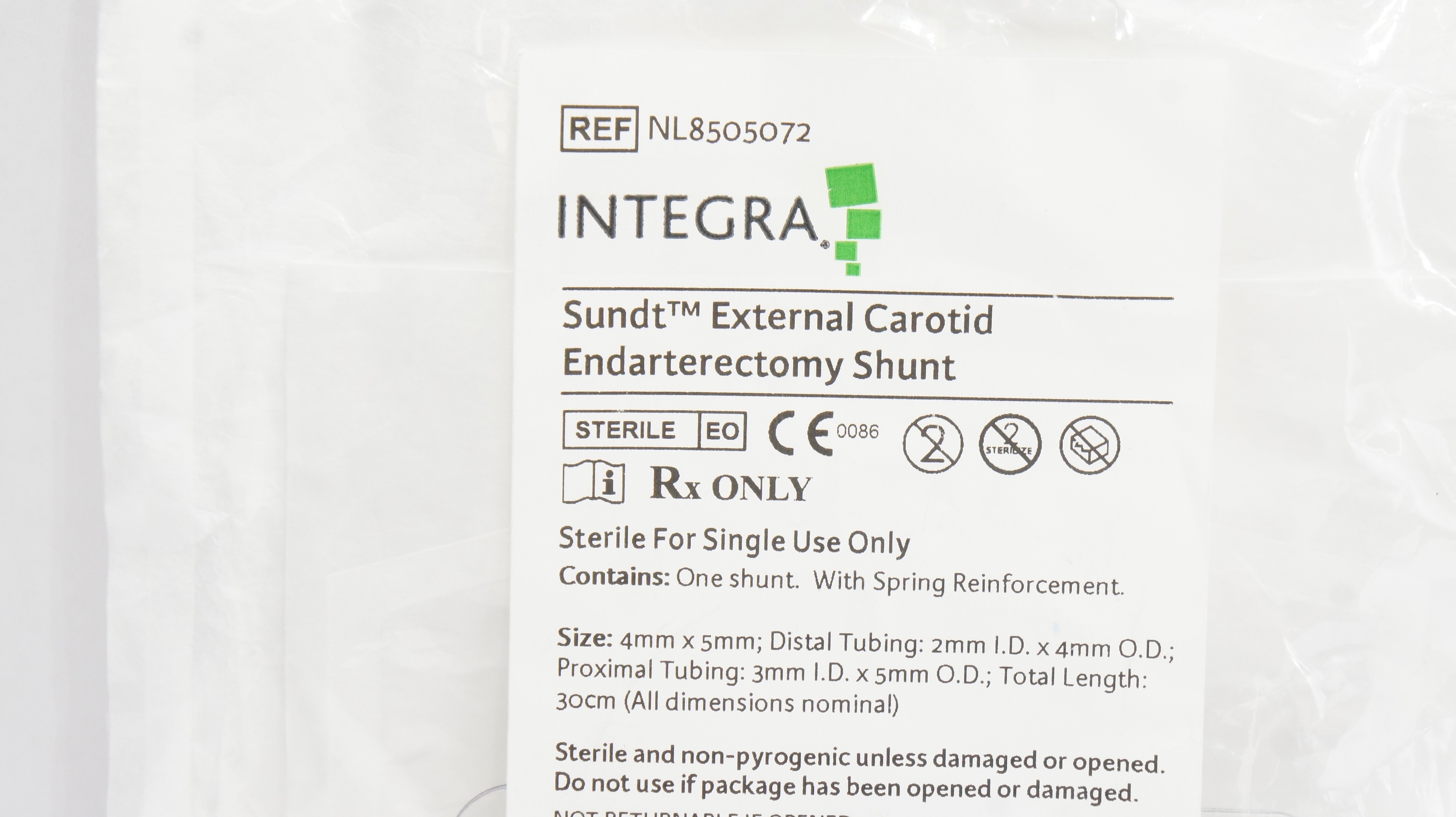Integra NL8505072 Sundt External Carotid Endarterectomy Shunt 4mm x 5mm