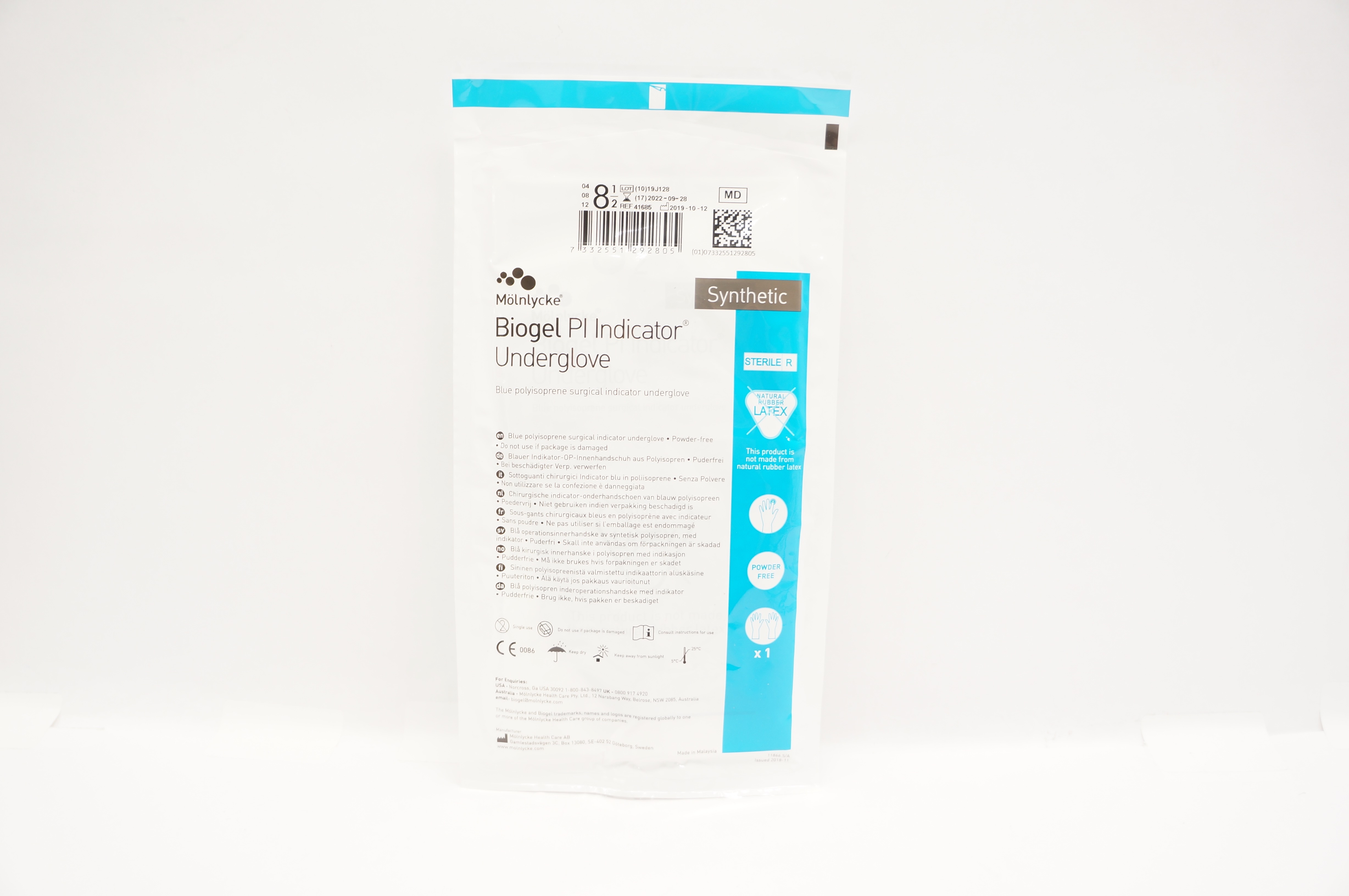 Molnlycke Health Care 41685 Biogel Pl Indicator Underglove Size 8 1/2 (x)