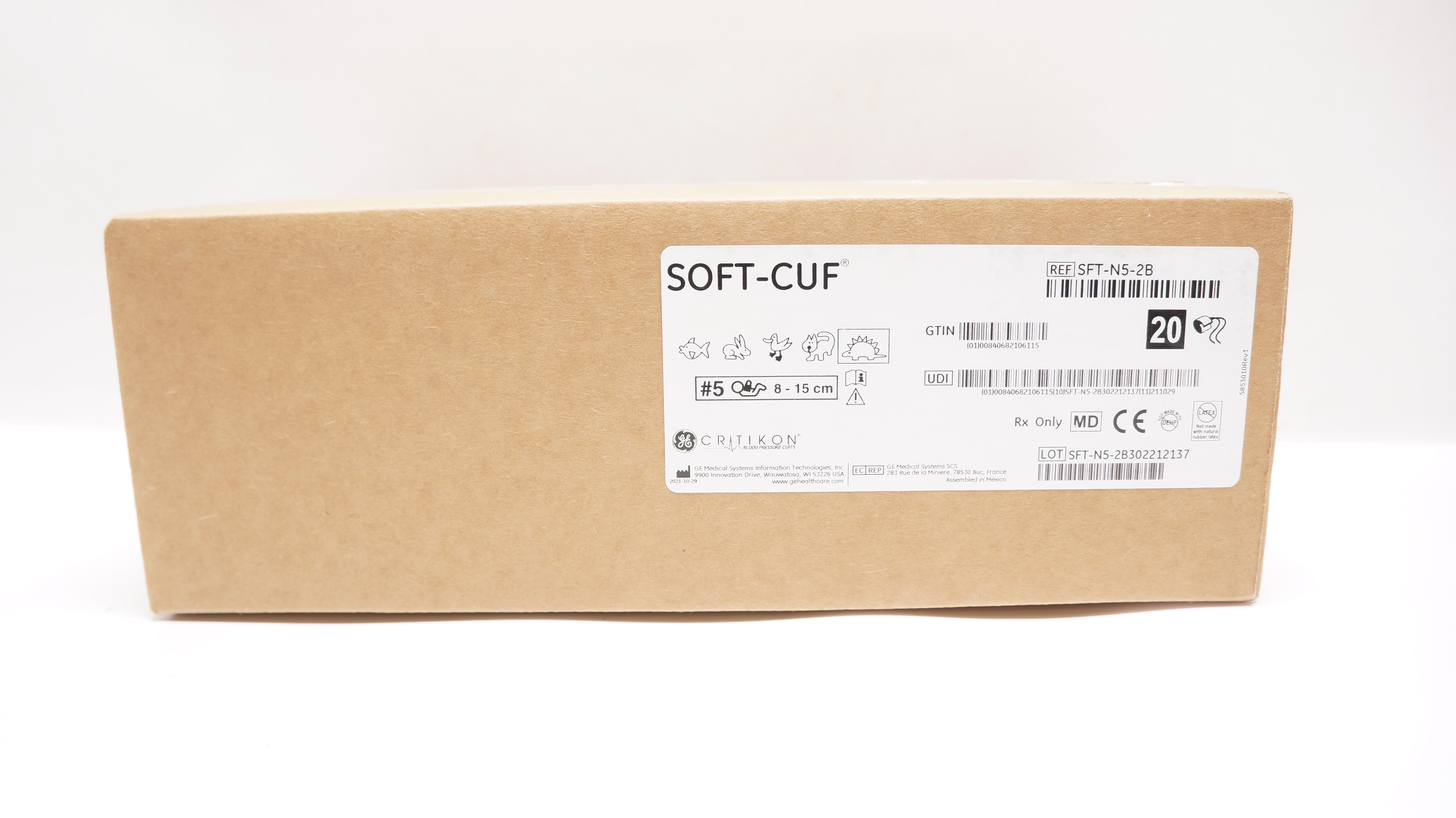 GE Medical SFT-N5-2B Critikon Soft Cuf Blood Pressure Cuffs 8-15cm - Case of 20