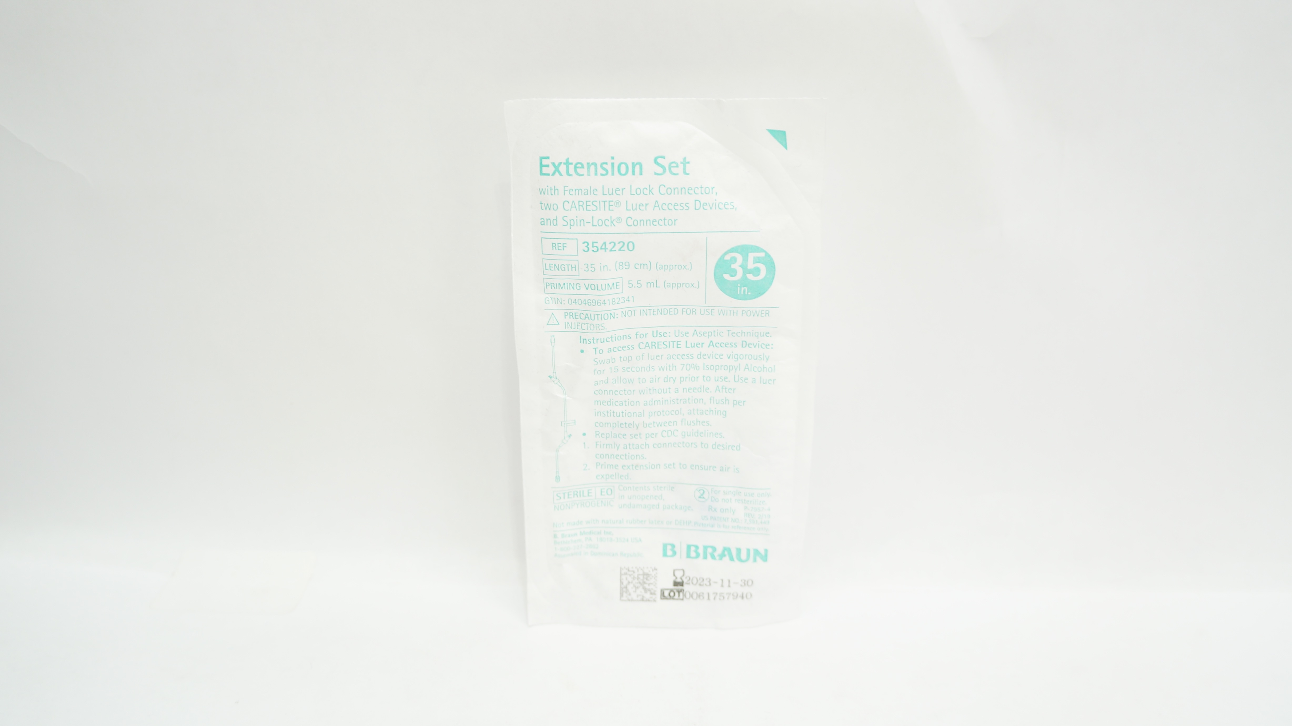 Braun 354220 Extension Set with Female Luer Lock Connector 35inch 5.5mL