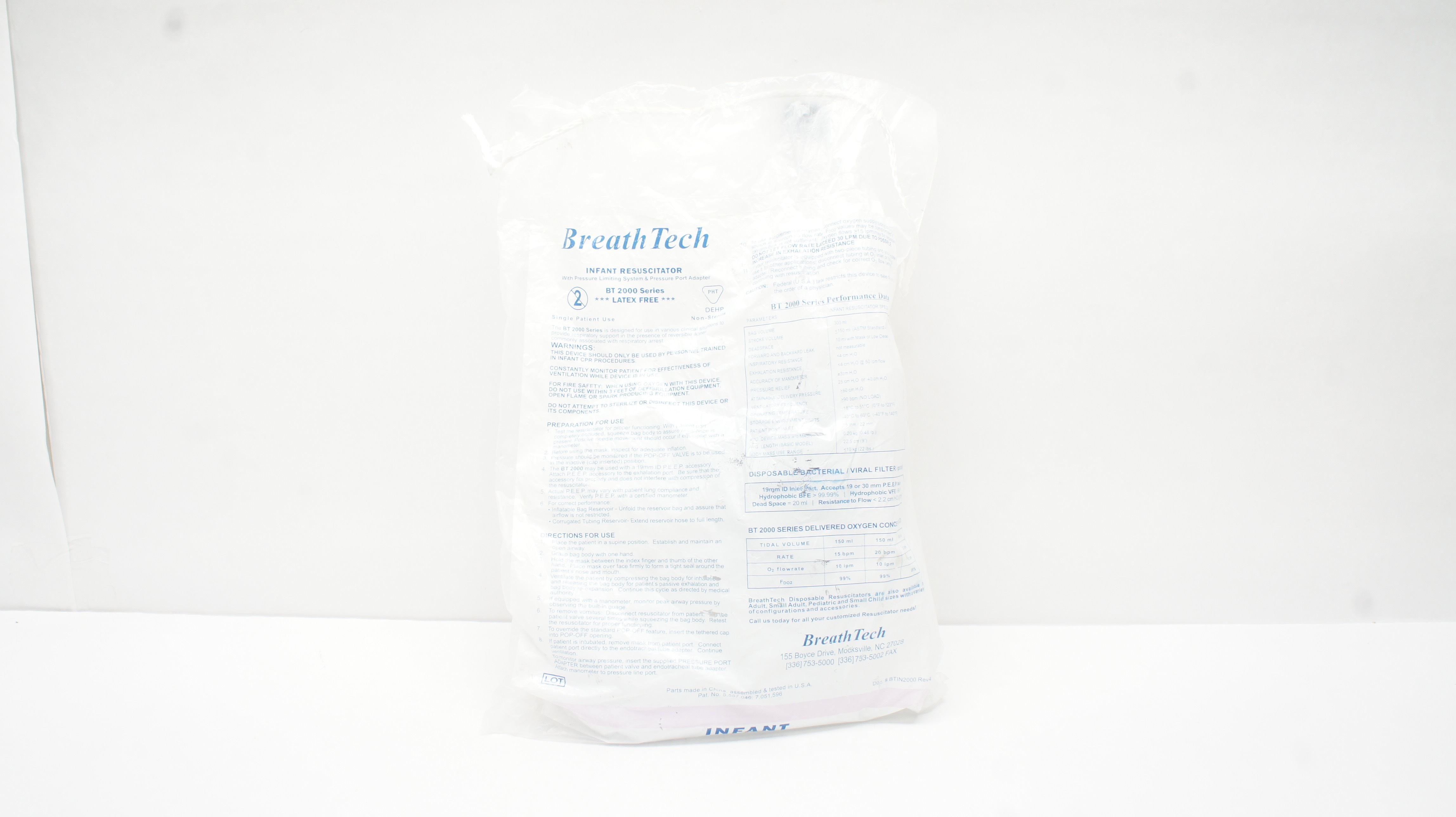 SunMed BT2029 Breath Tech, Infant Resuscitator, Bag Size