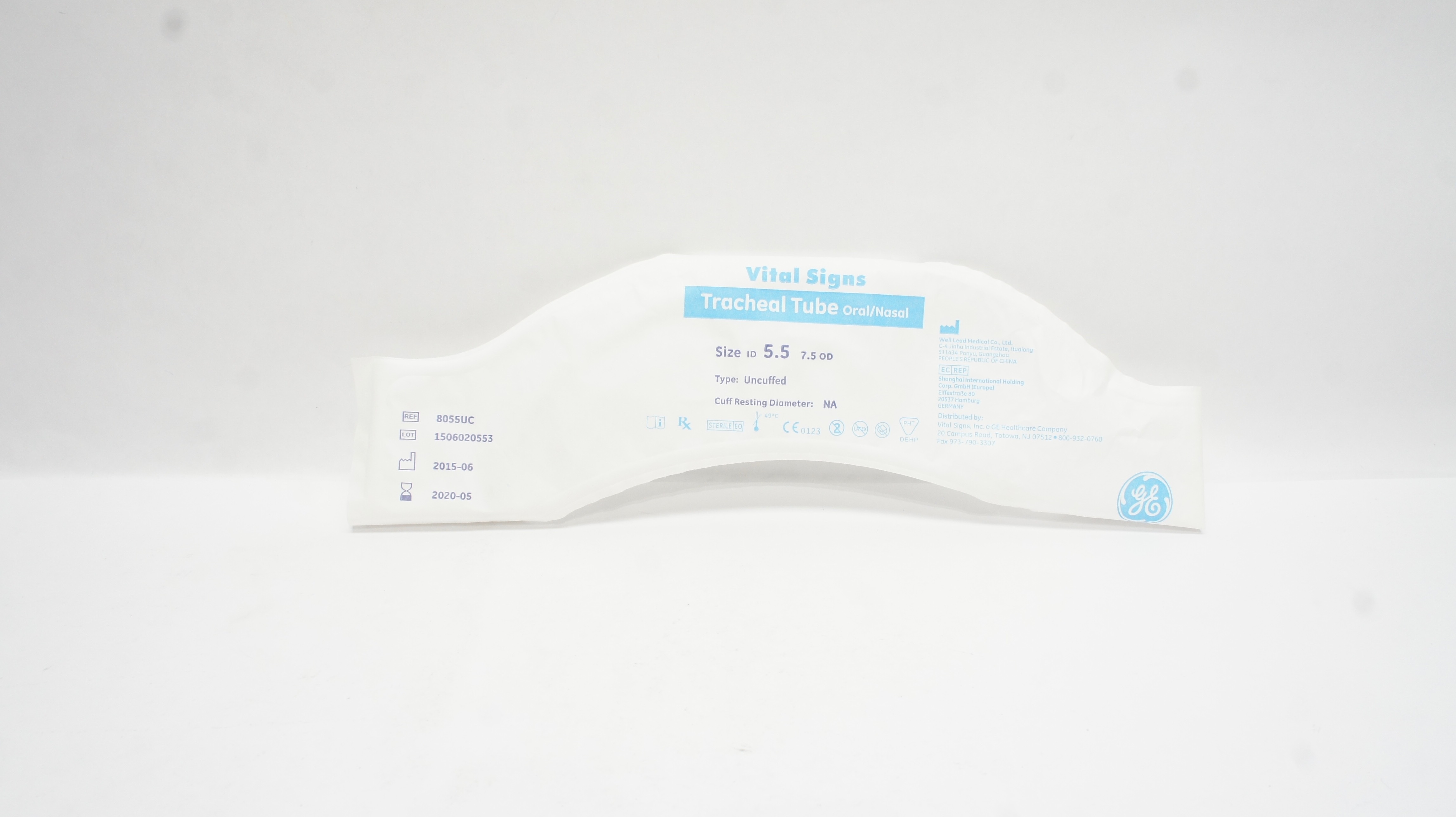 Vital Signs 8055UC Tracheal Tube Oral/Nasal, Uncuffed 5.5 ID x 7.5 OD (x)