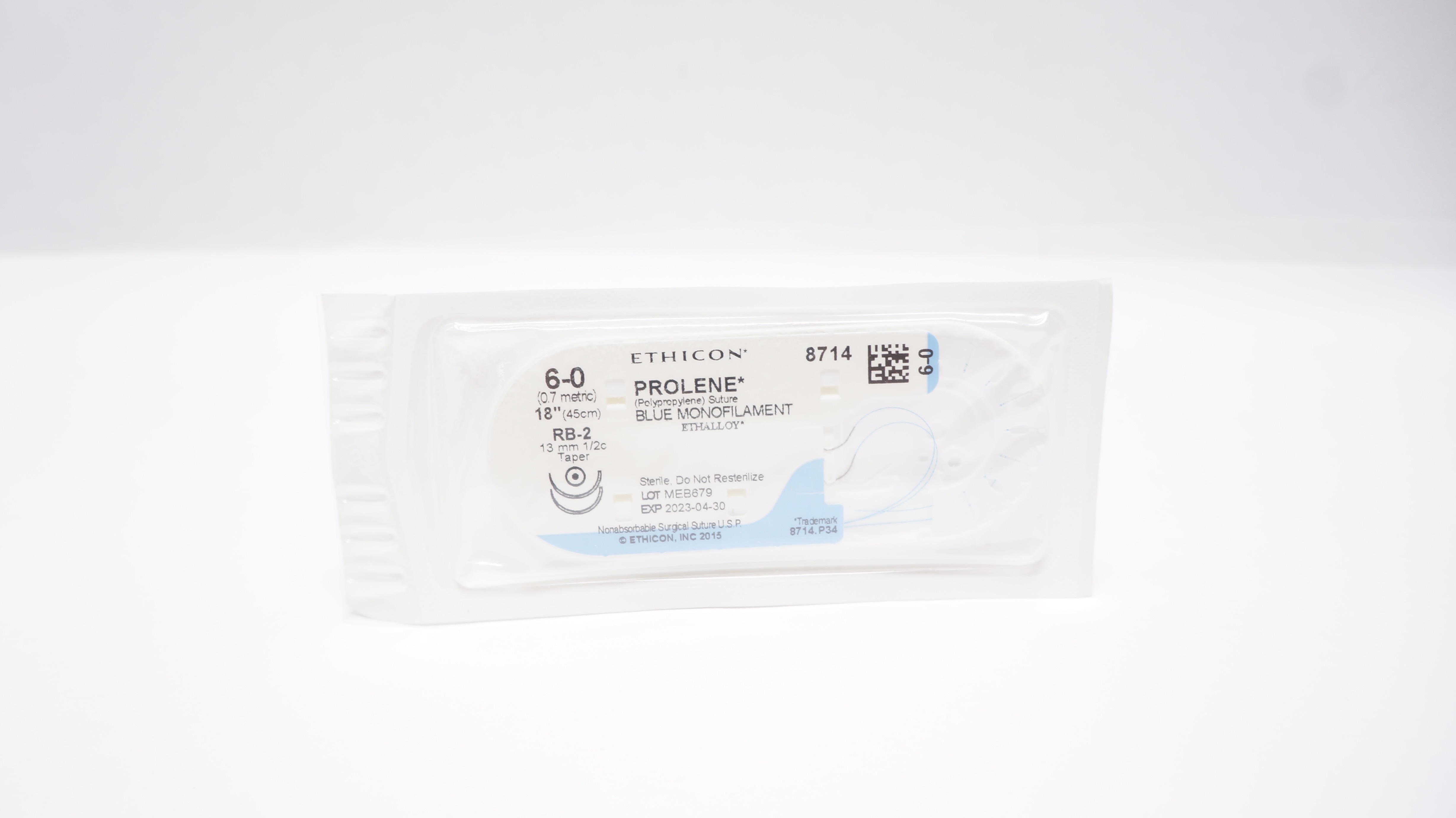 Ethicon 8714 6-0 PROLENE, RB-2, 13mm 1/2c Taper, 18inch (x)