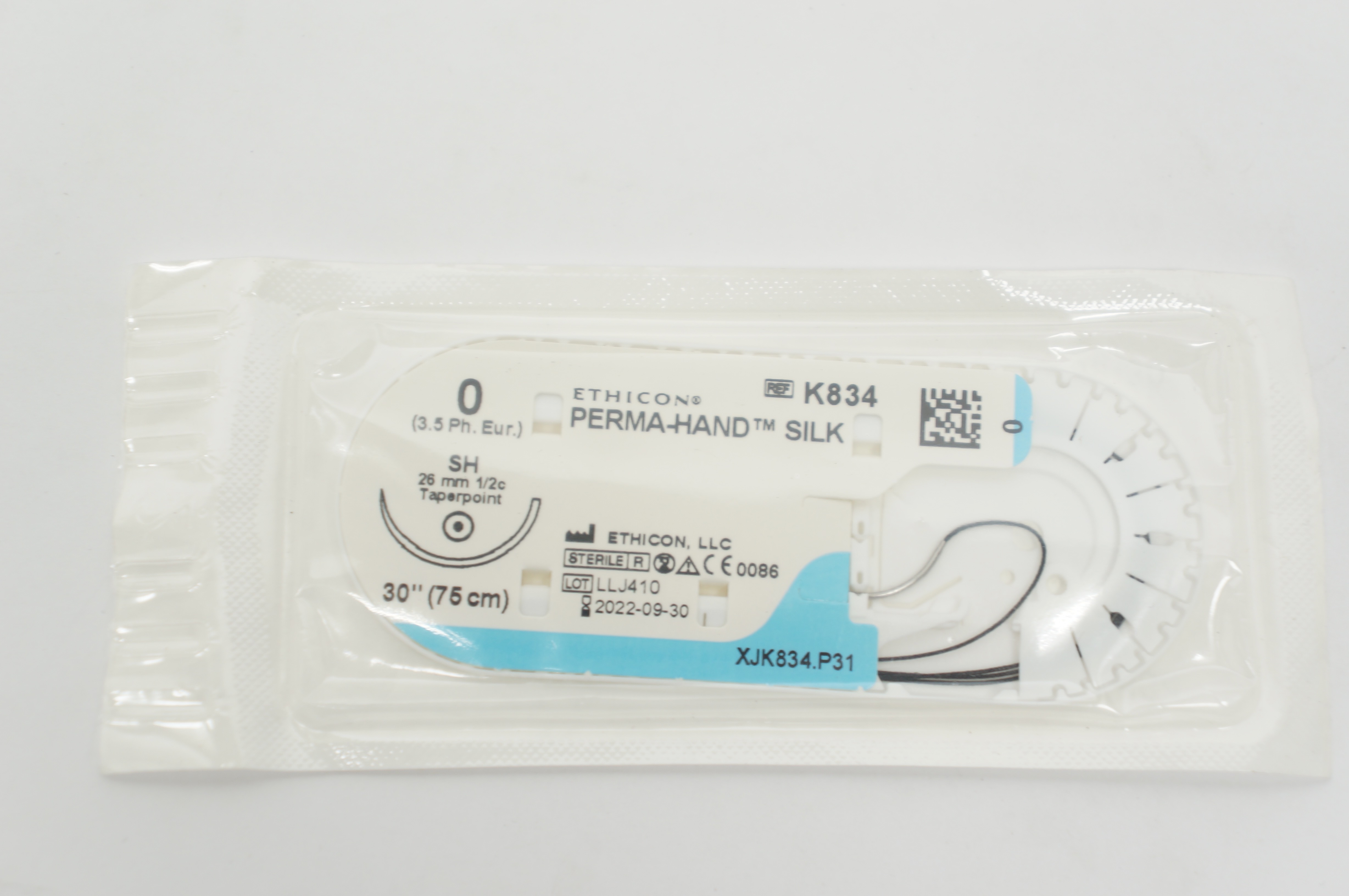 Ethicon K834 0 Perma-Hand Silk Stre SH 26mm 1/2c Taper, 30inch (x)