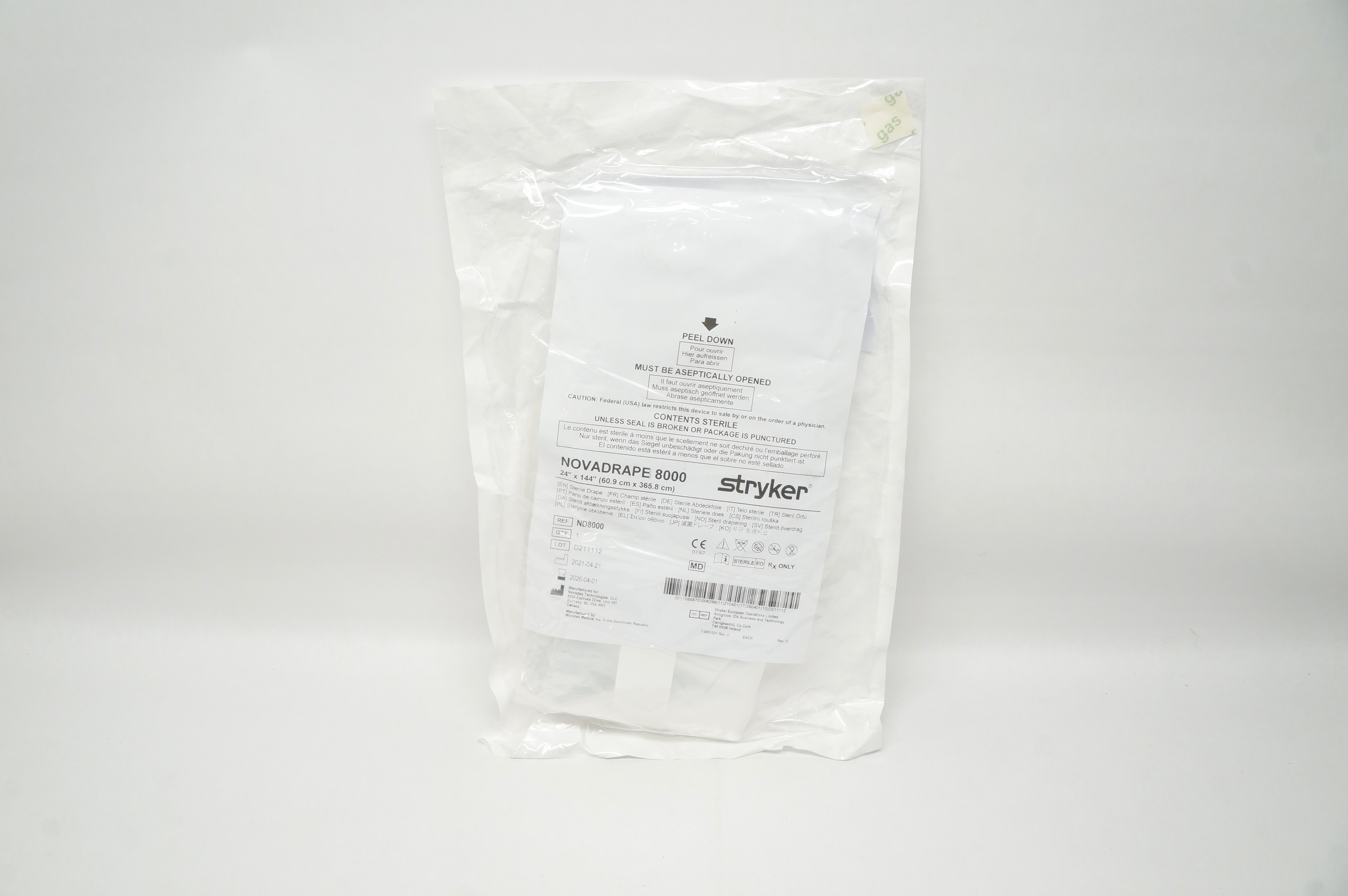 Novadaq ND8000 Microtek NOVADRAPE 8000 Sterile Drape 24inch x 144inch