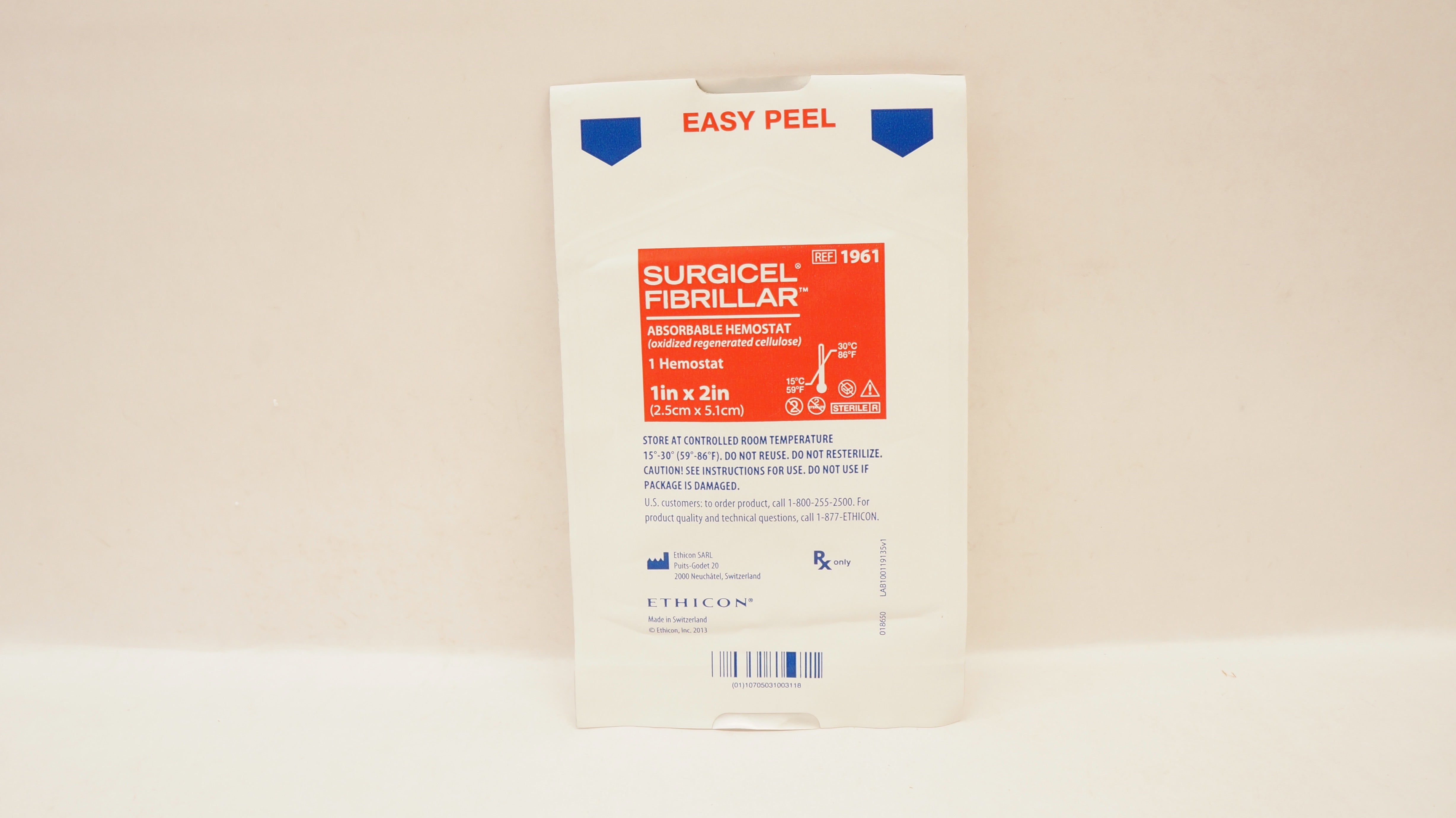 Ethicon 1961 Surgicel Fibrillar Absorbable Hemostat 1 inch x 2 inch