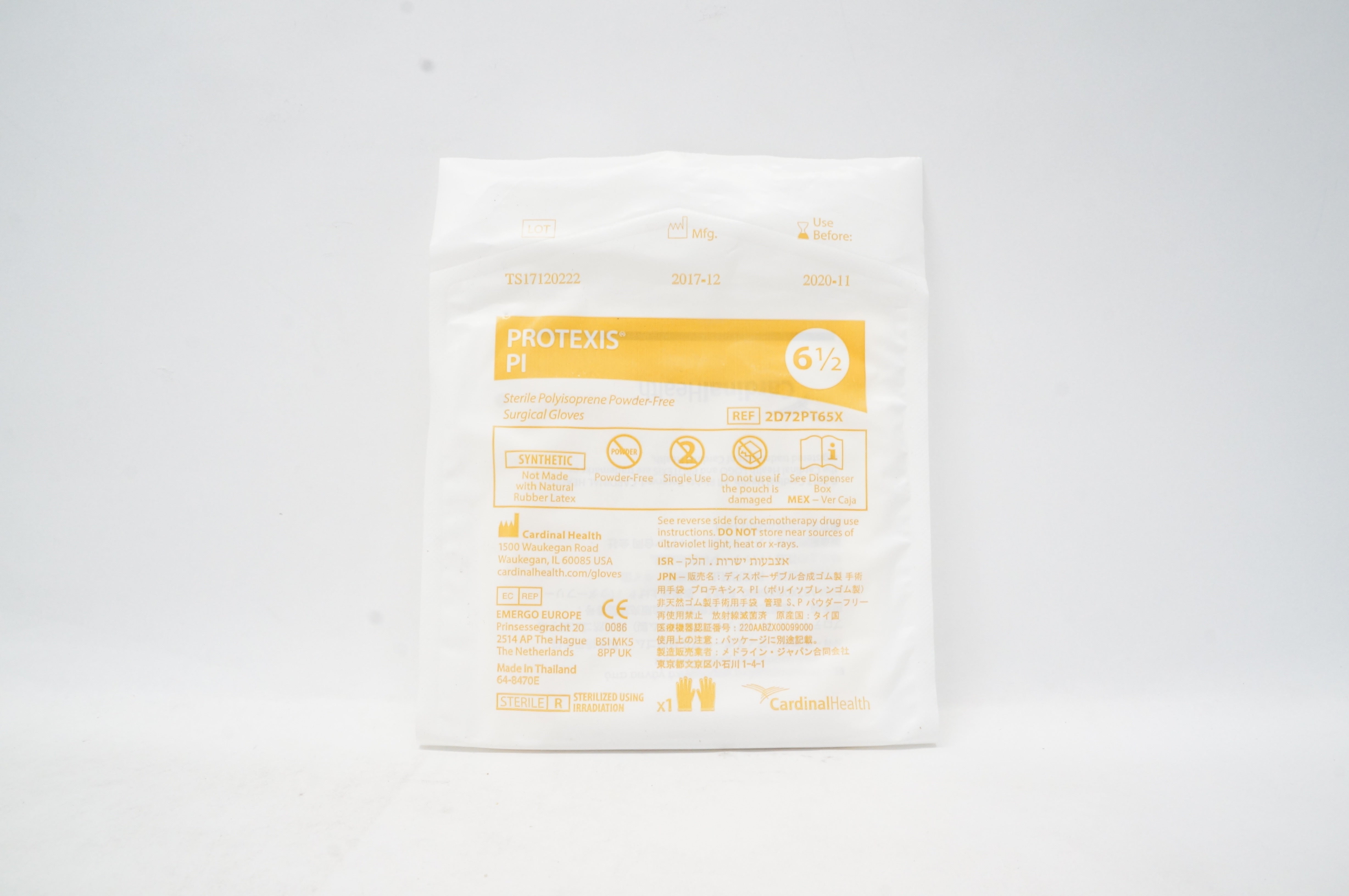 Cardinal Health 2D72PT65X Protexis PI Sterile Poyisoprene Surgical Gloves 6 1/2