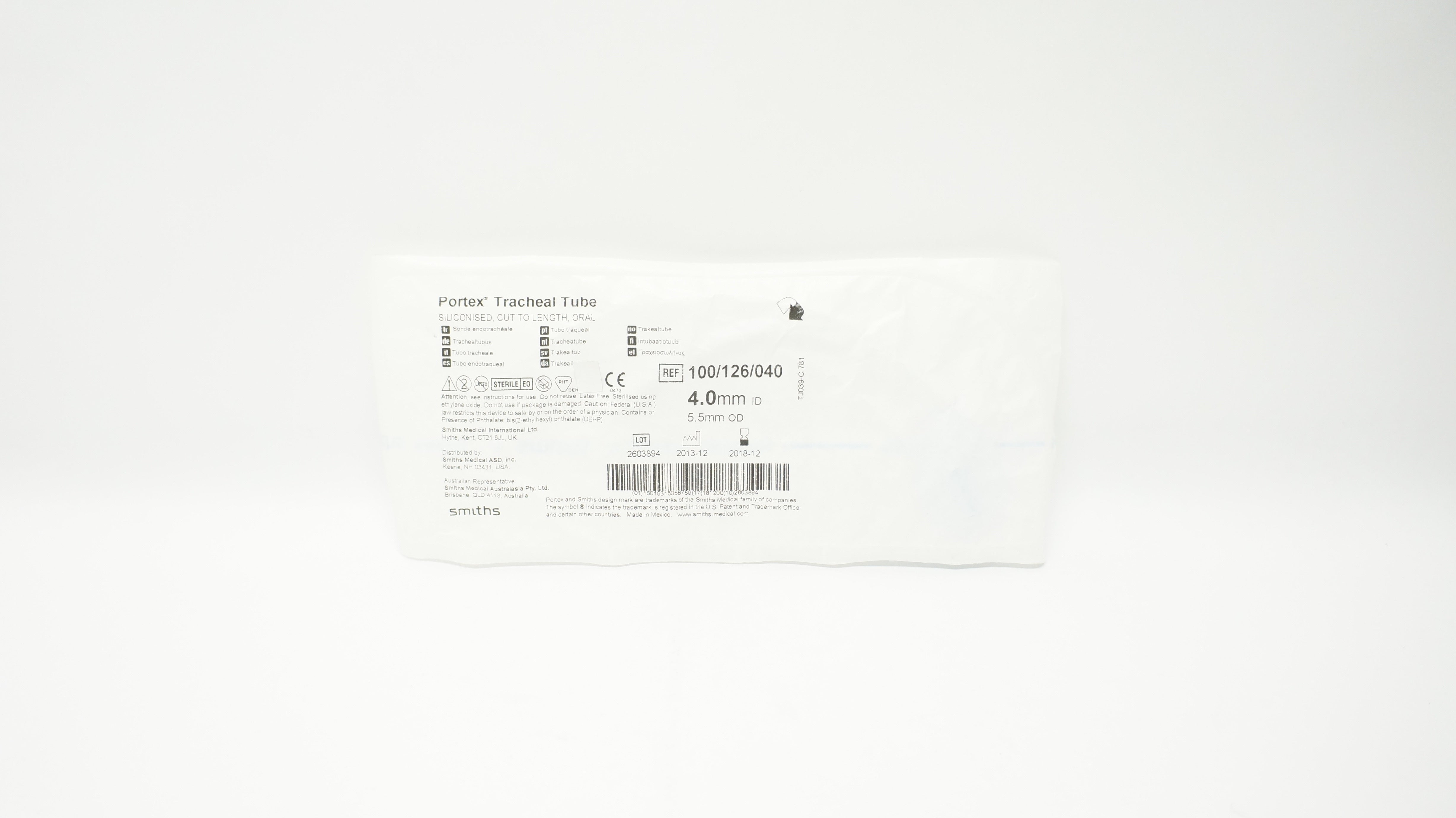 Smiths Medical 100/126/040 Portex Tracheal Tube 4.0mm x 5.5mm (x)