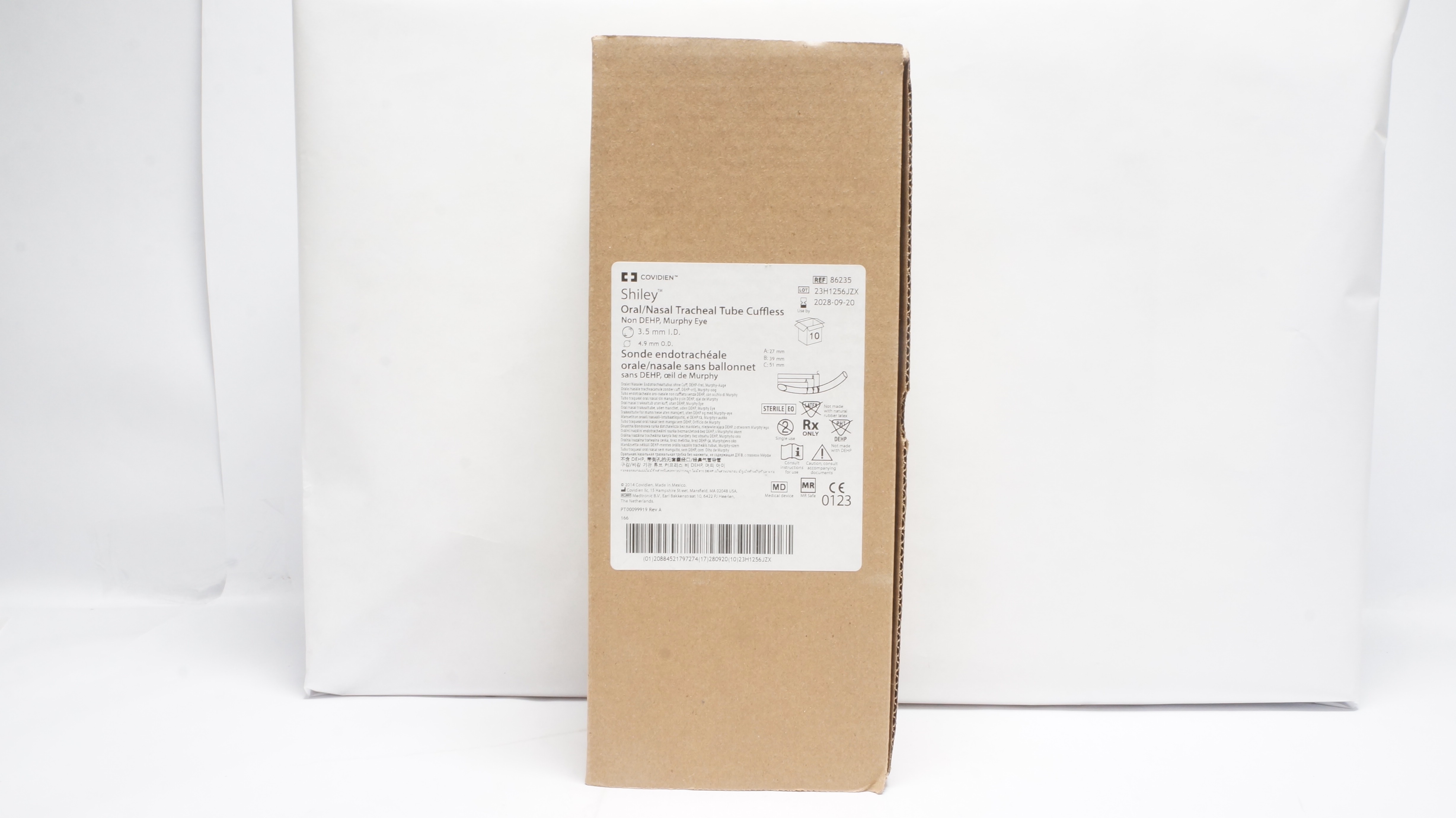 Covidien 86235 Shiley Oral/Nasal Tracheal Tube 3.5mm ID x 4.9mm OD ...