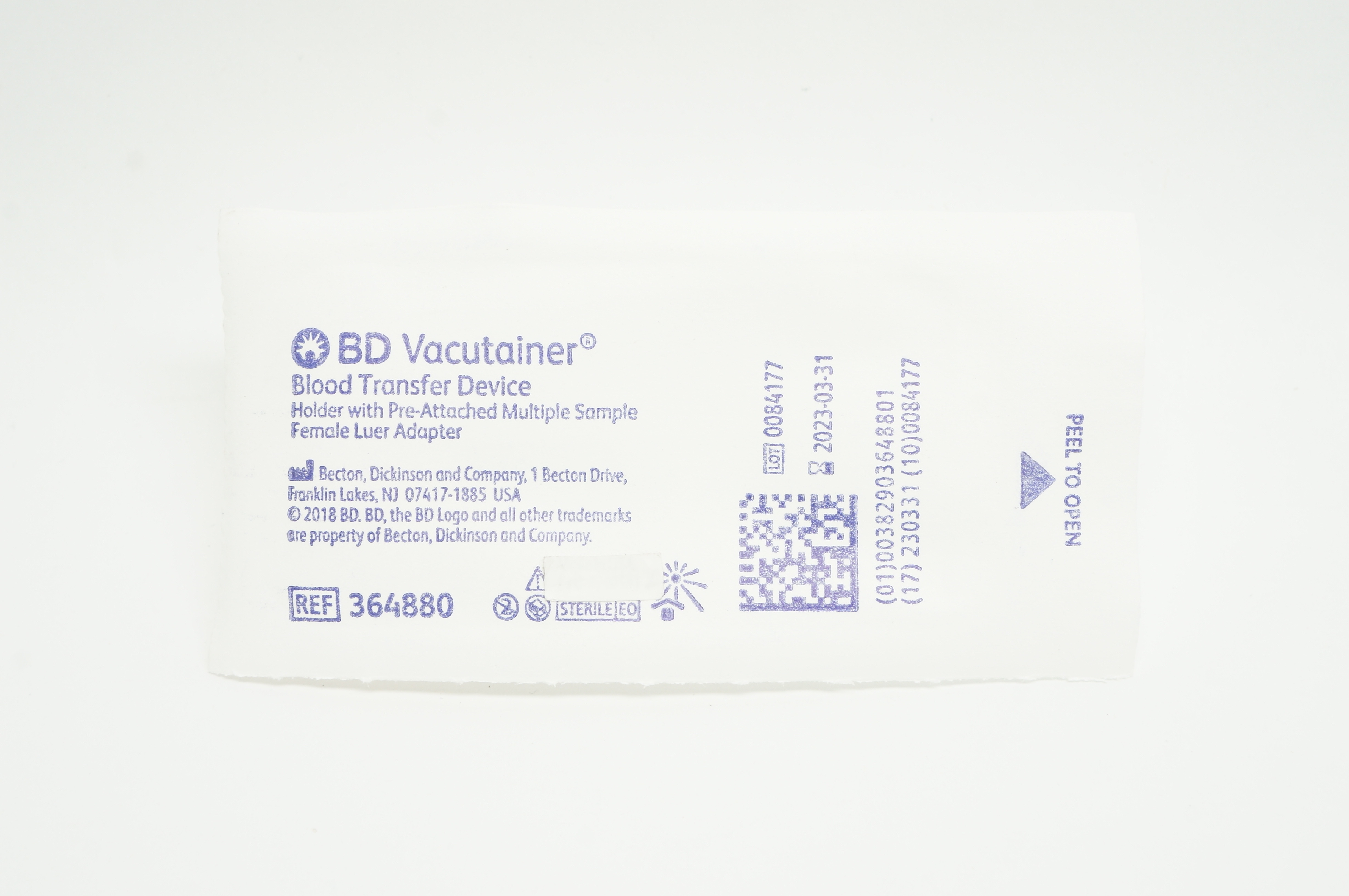 BD 364880 Vacutainer Blood Transfer Device