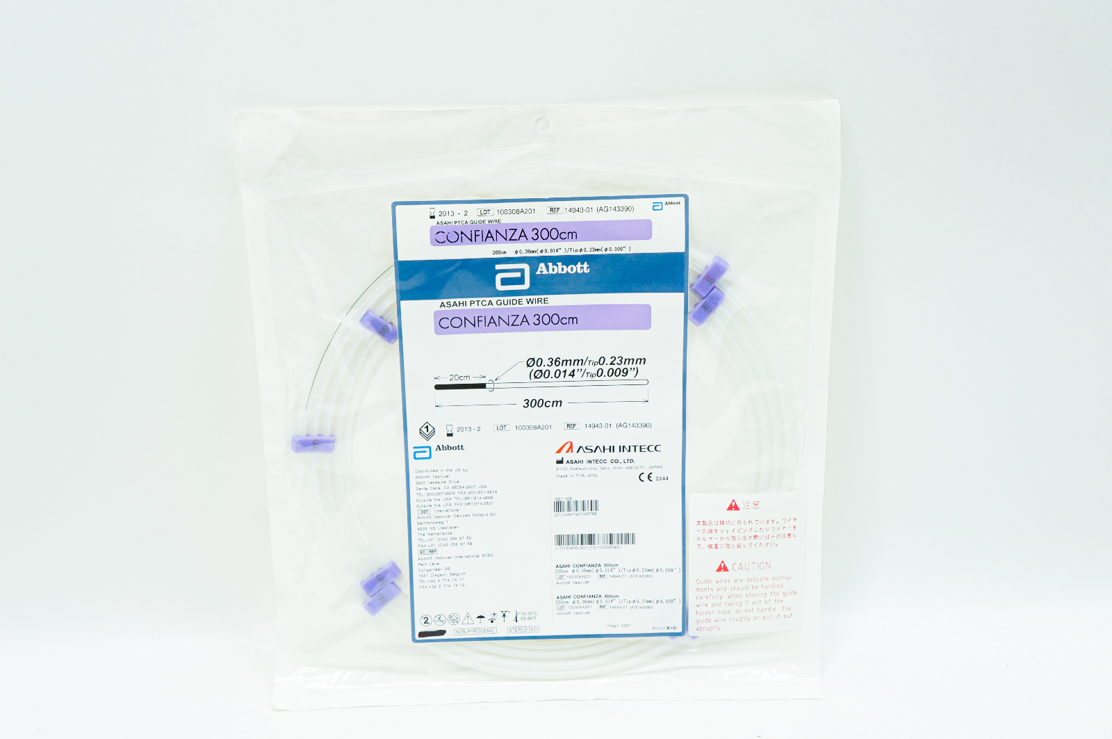 Abbott 14943-01 CONFIANZA ASAHI PTCA Guide Wire 0.014in. x 300cm (x)