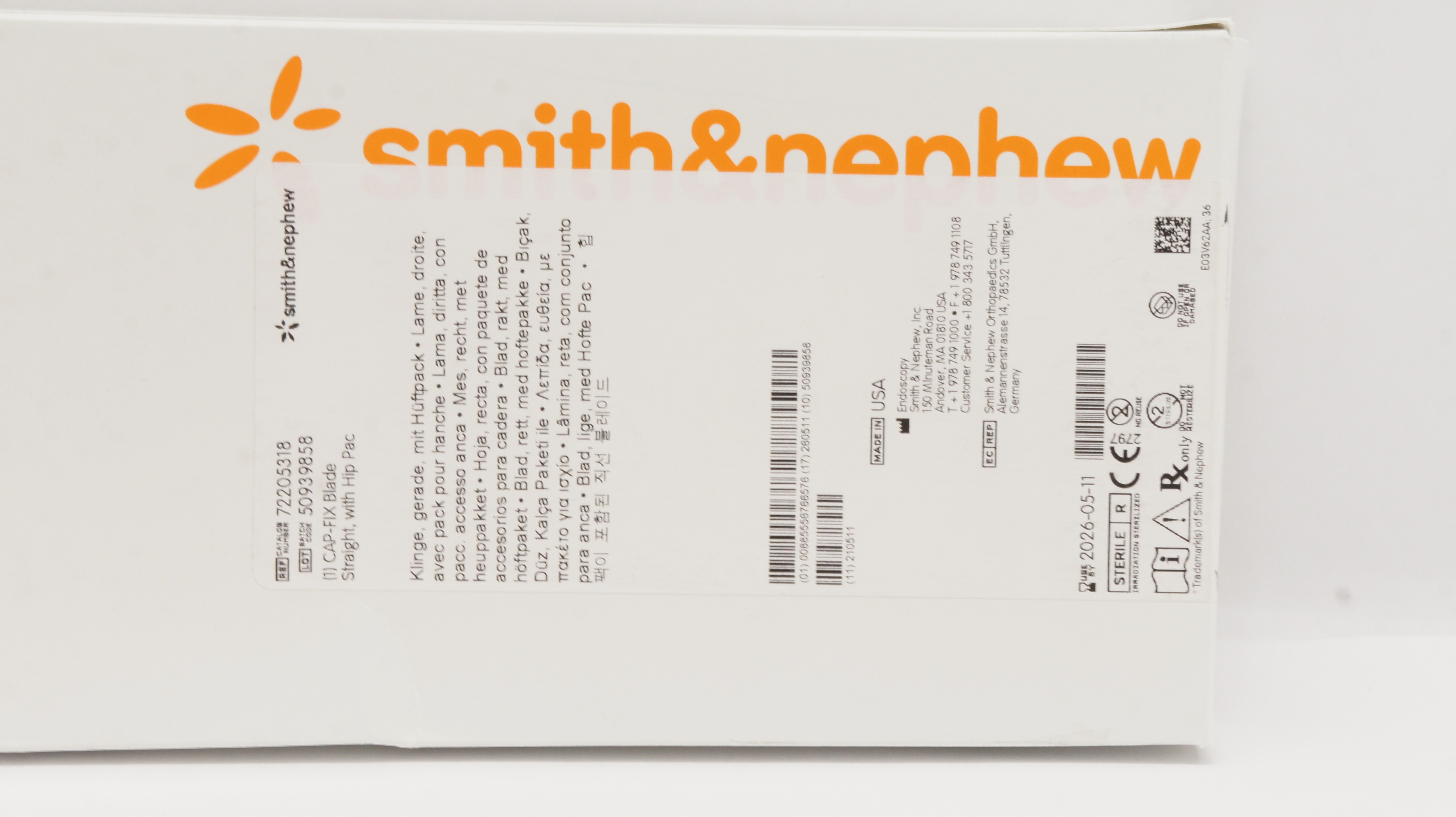 Smith&Nephew 72205318 Cap-Fix Blade Straight with Hip Pac