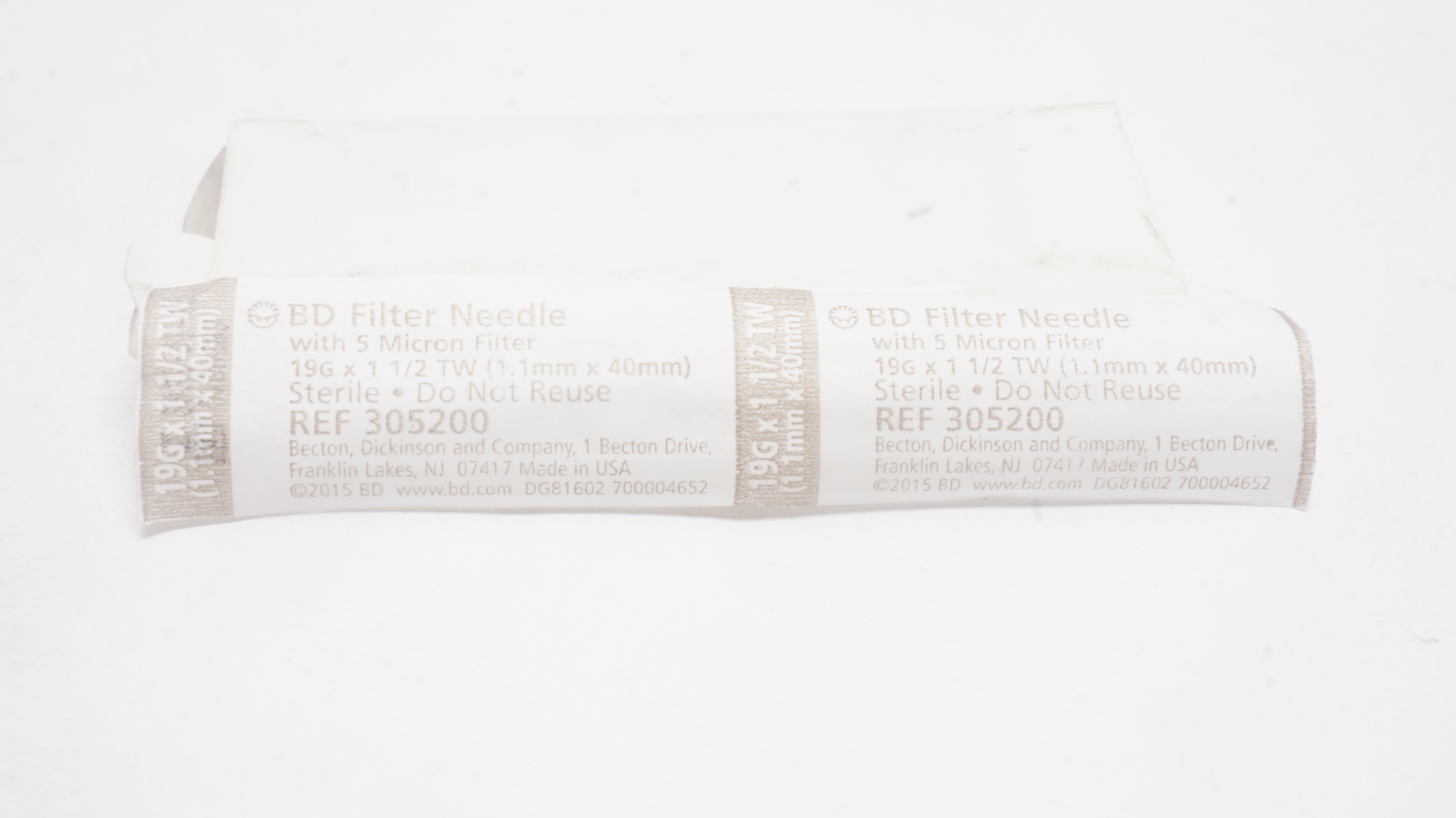 BD 305200 Filter Ndle W/5 Micron Filter 19G x 1-1/2TW