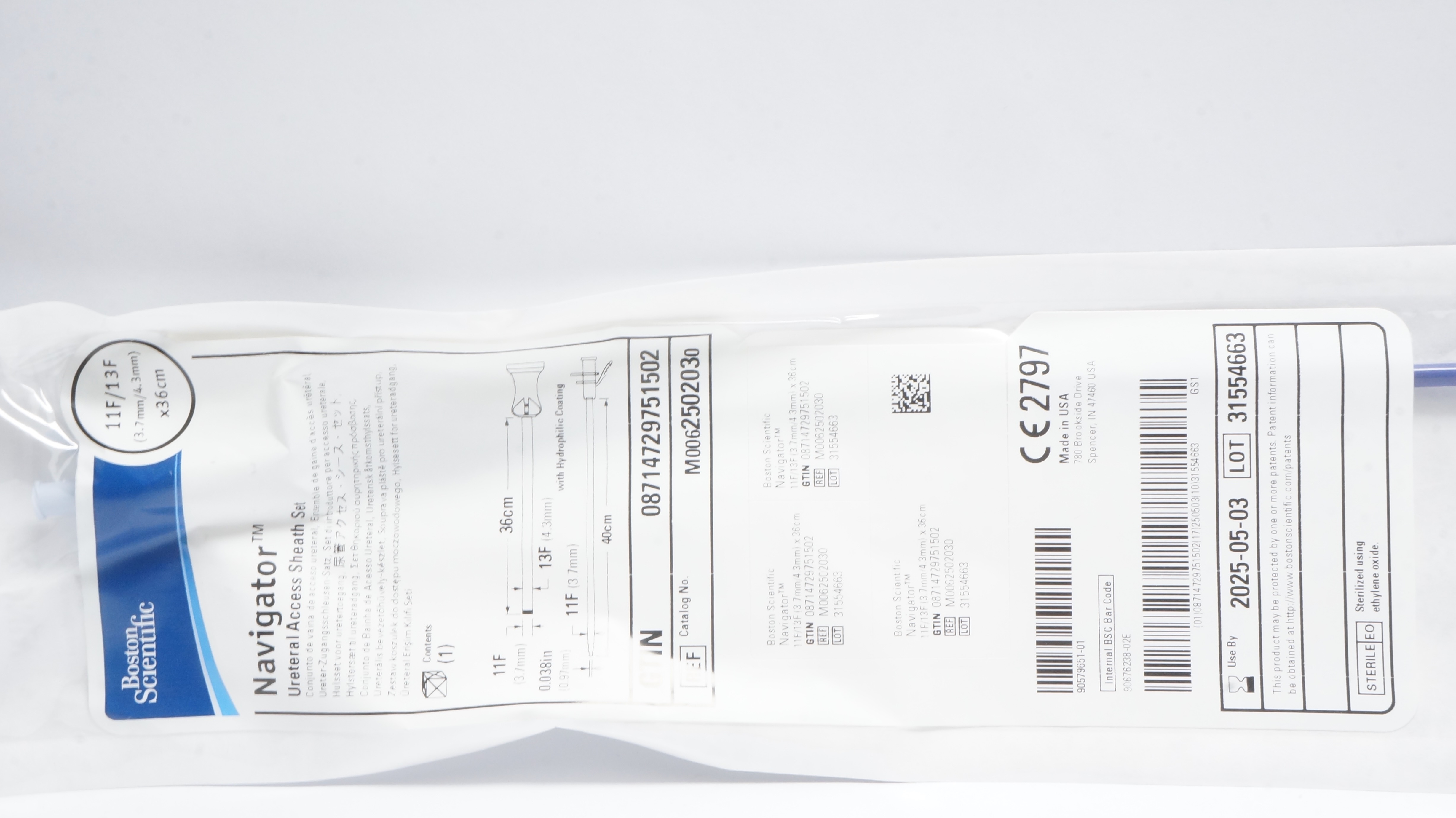 Boston Scientific M0062502030 Navigator Ureteral Access Sheath Set 11/13F x 36cm