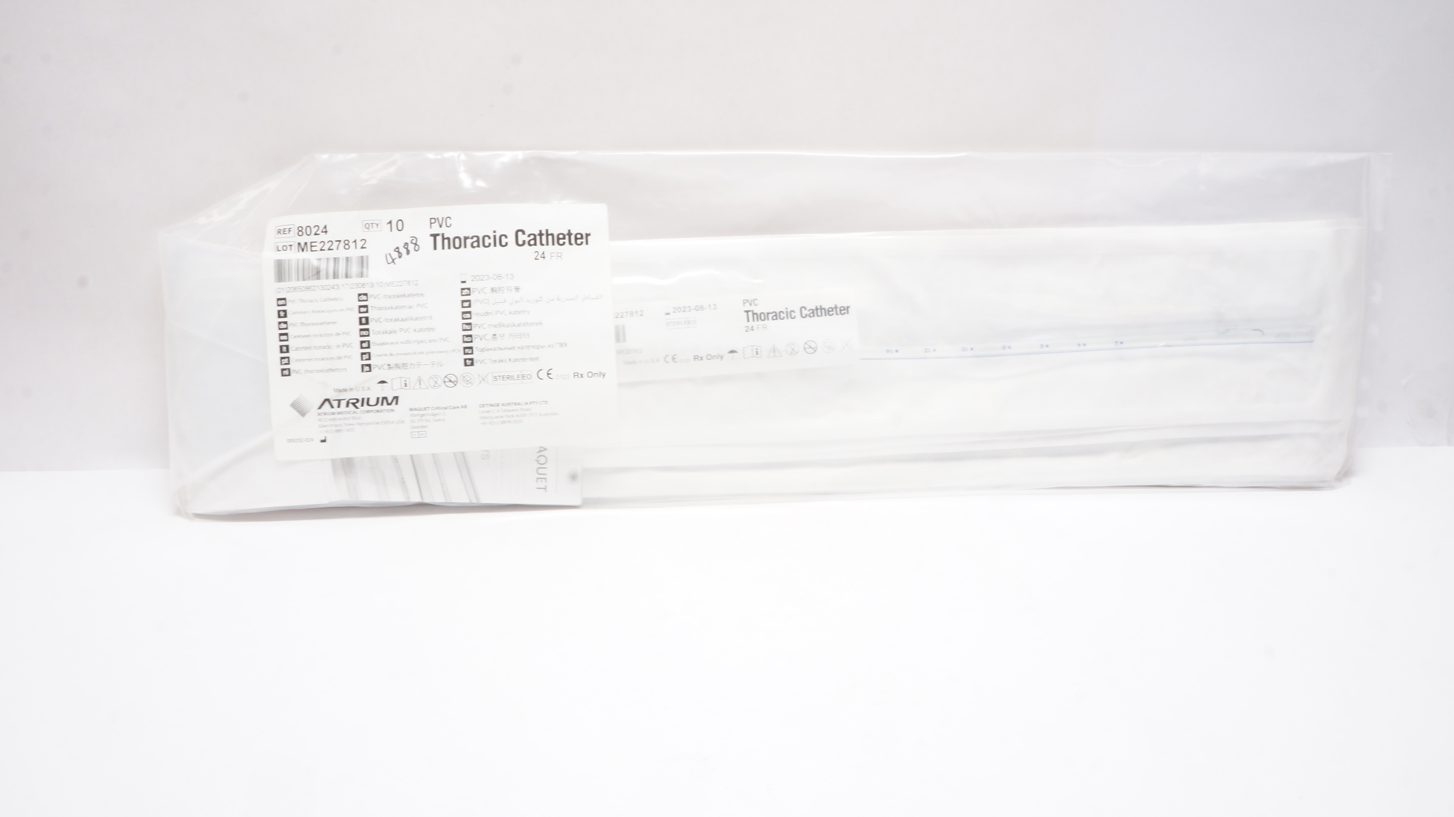 Atrium 8024 PVC Thoracic Cath. 24 FR (x) - Pack of 10